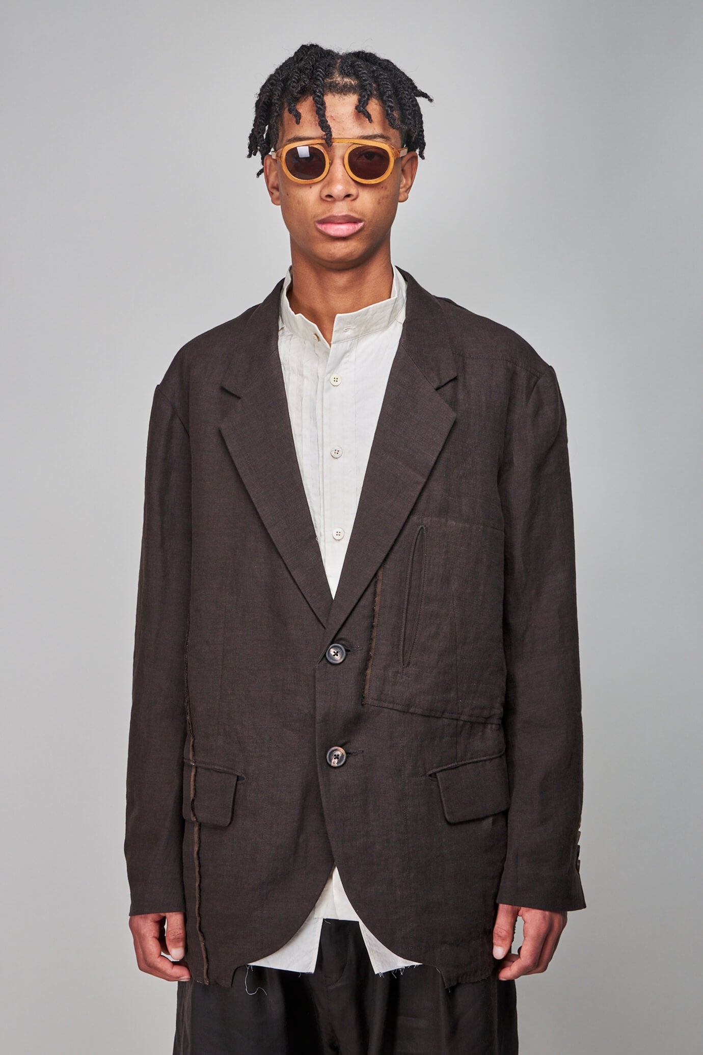 Selvedged Two Button Blazer, brown