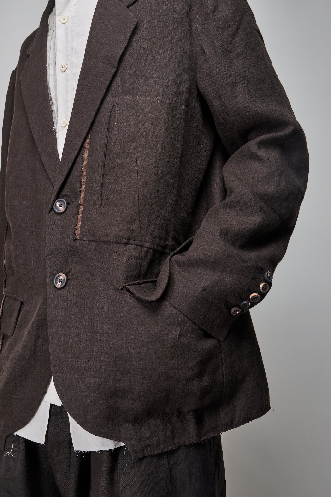 Selvedged Two Button Blazer, brown