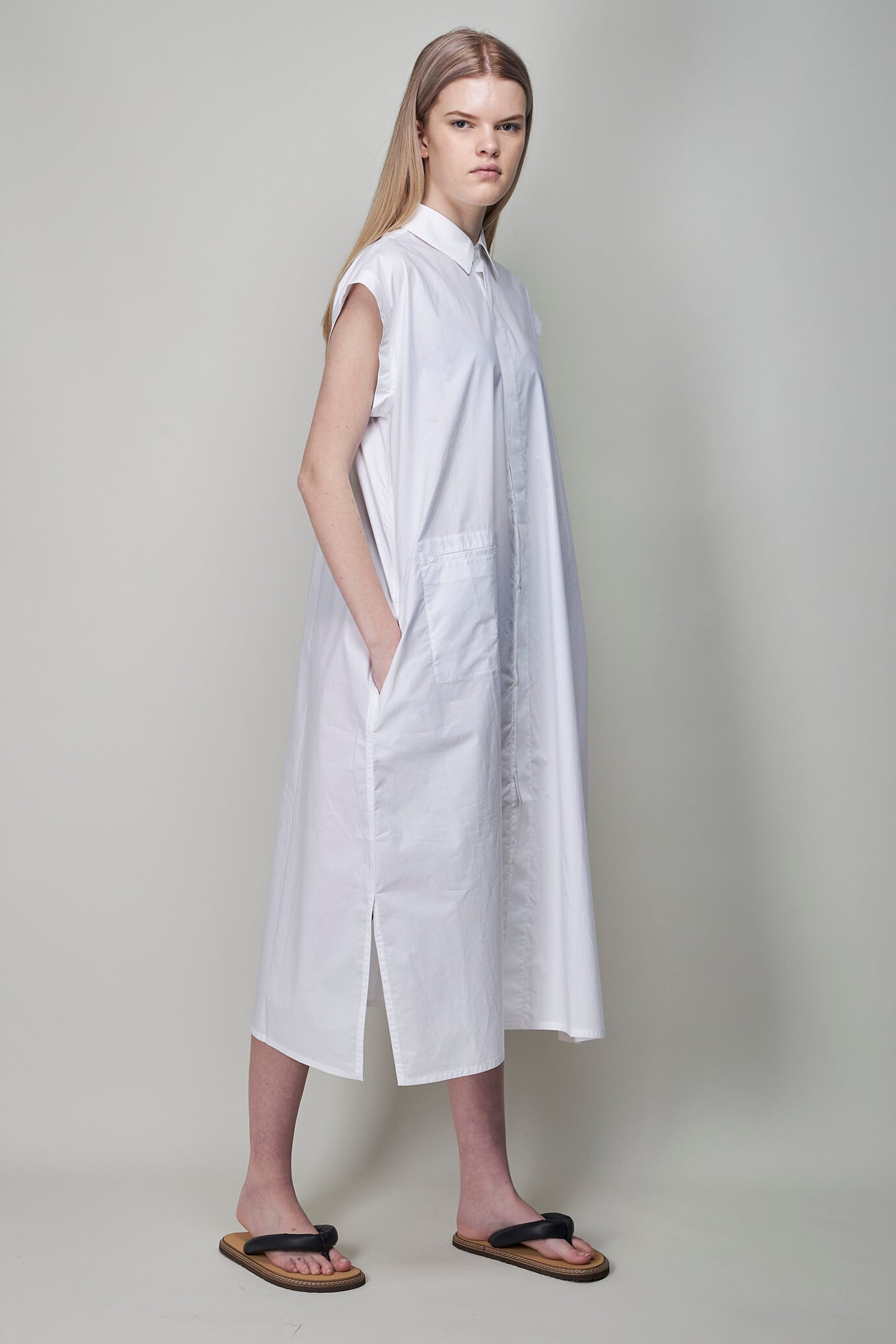 Deb Cpop Sleeveless Shirt Dress, white