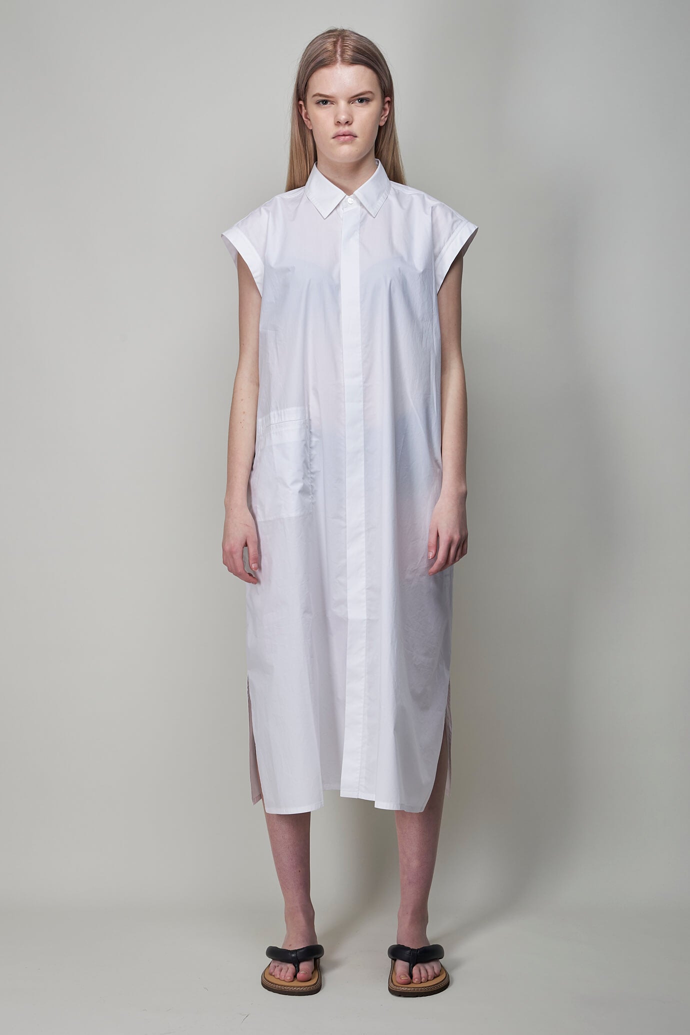 Deb Cpop Sleeveless Shirt Dress, white