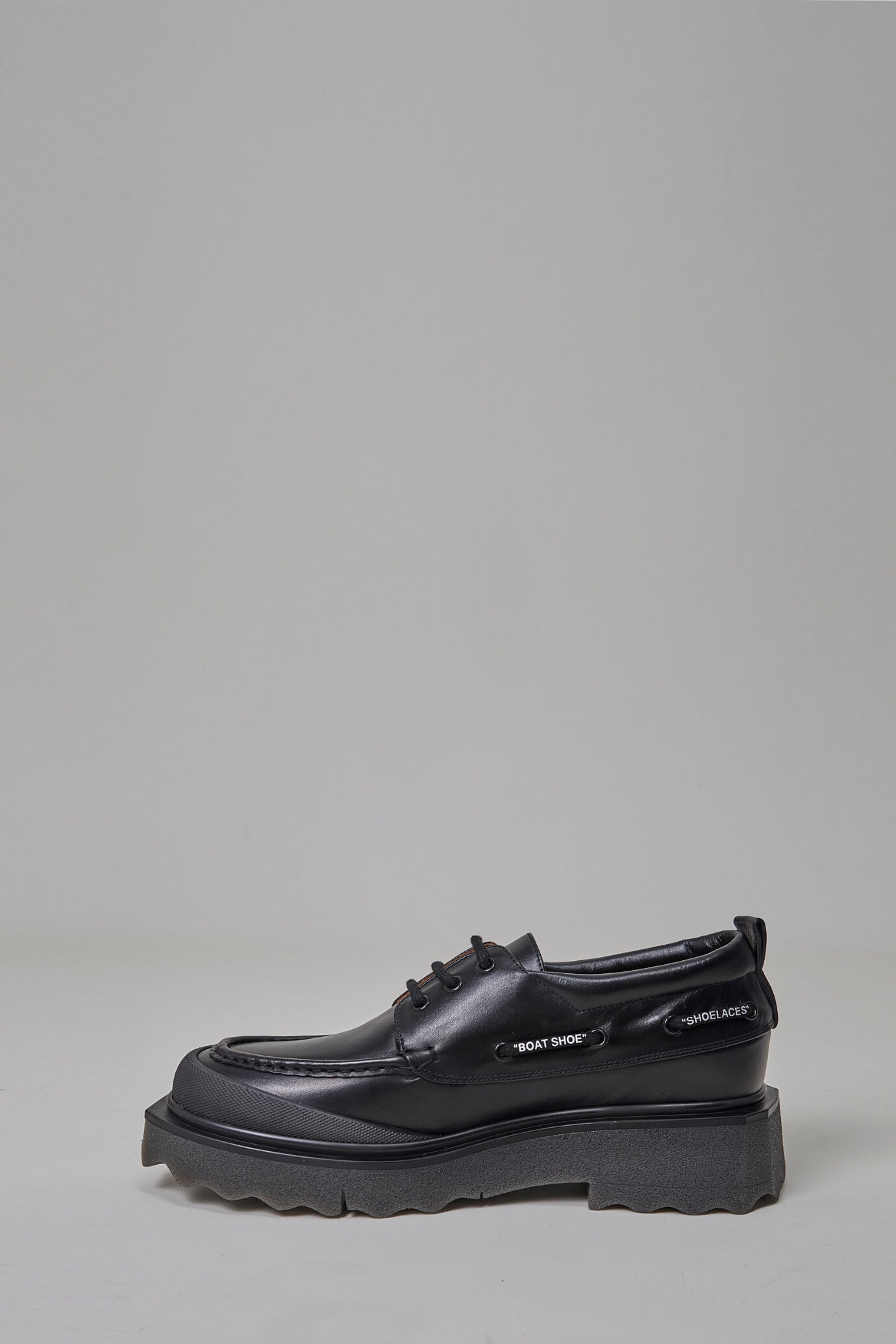 Sponge Leather Boat shoe, black