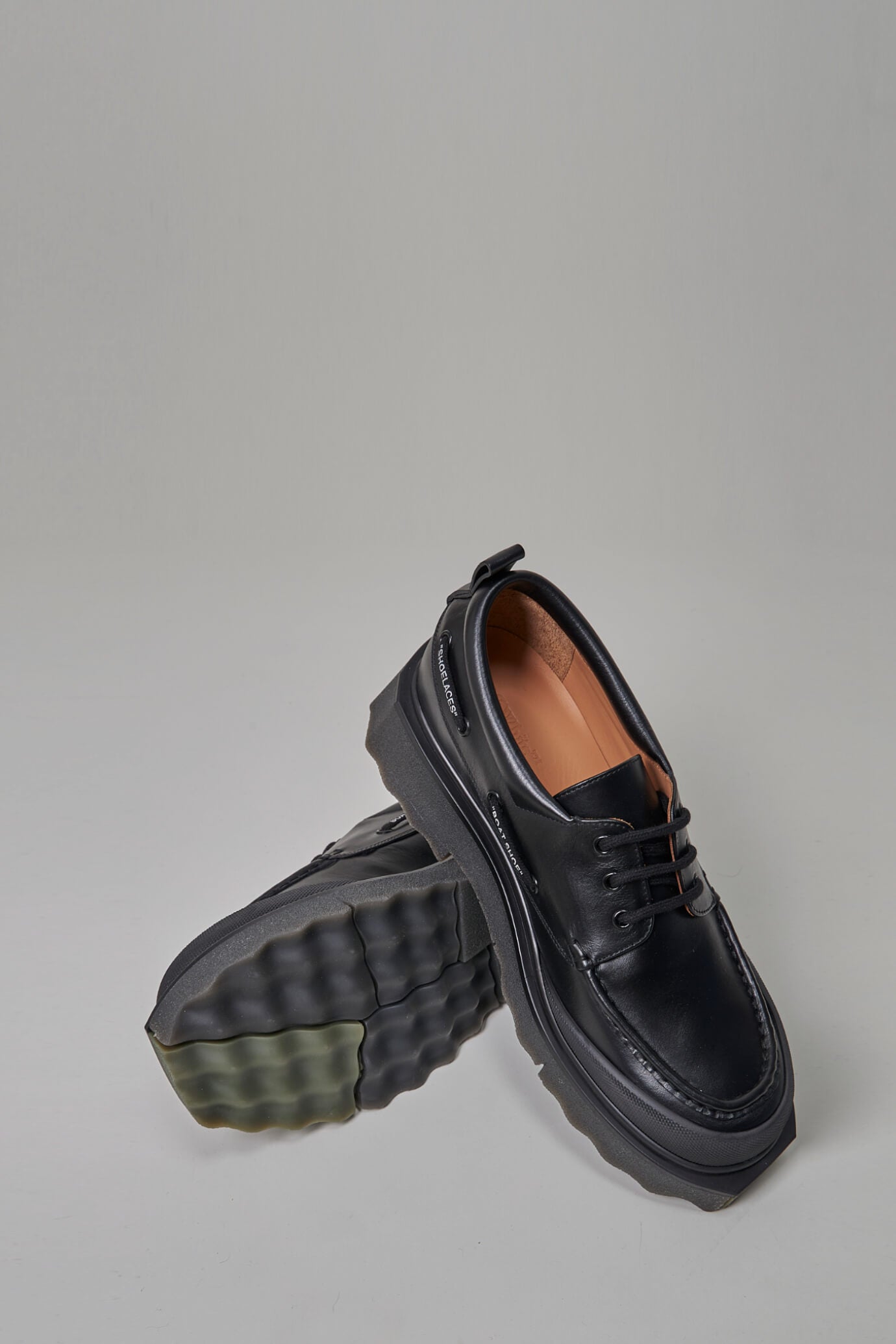 Sponge Leather Boat shoe, black