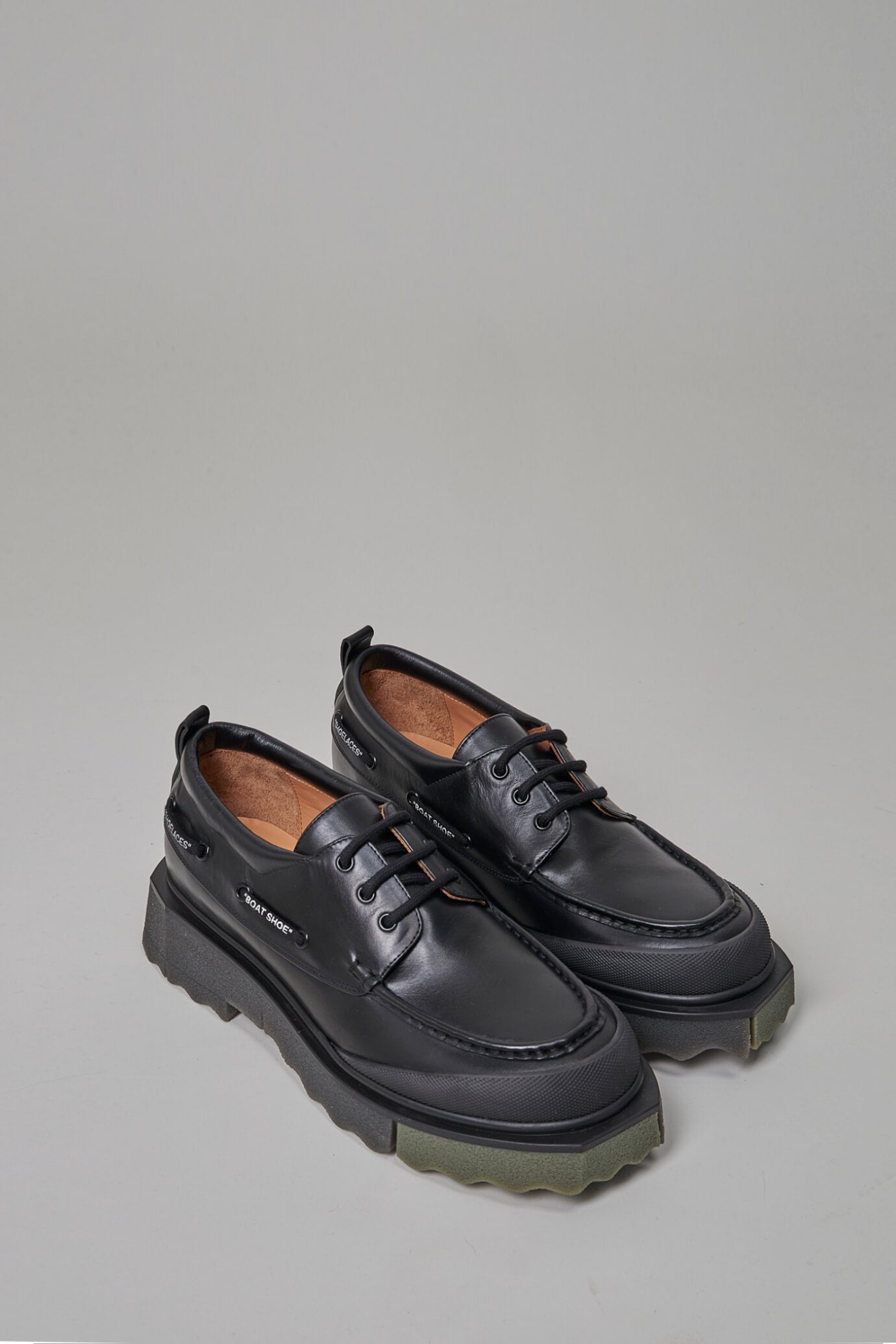 Sponge Leather Boat shoe, black