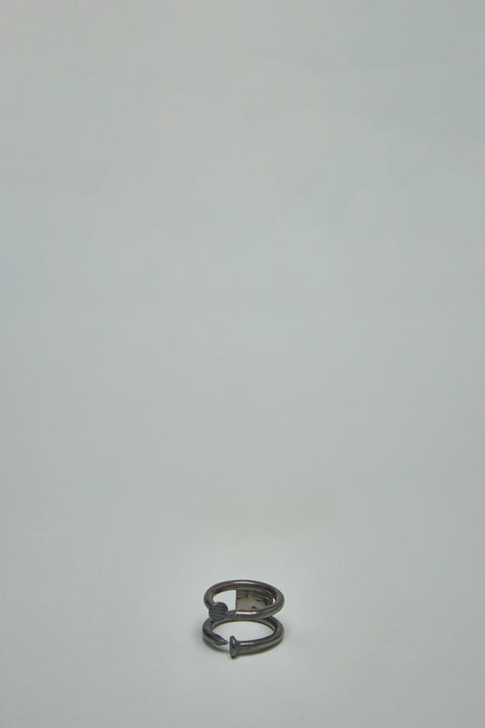 Double Nails Silver Ring