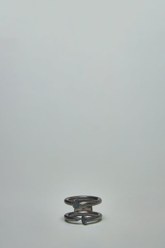 Double Nails Silver Ring