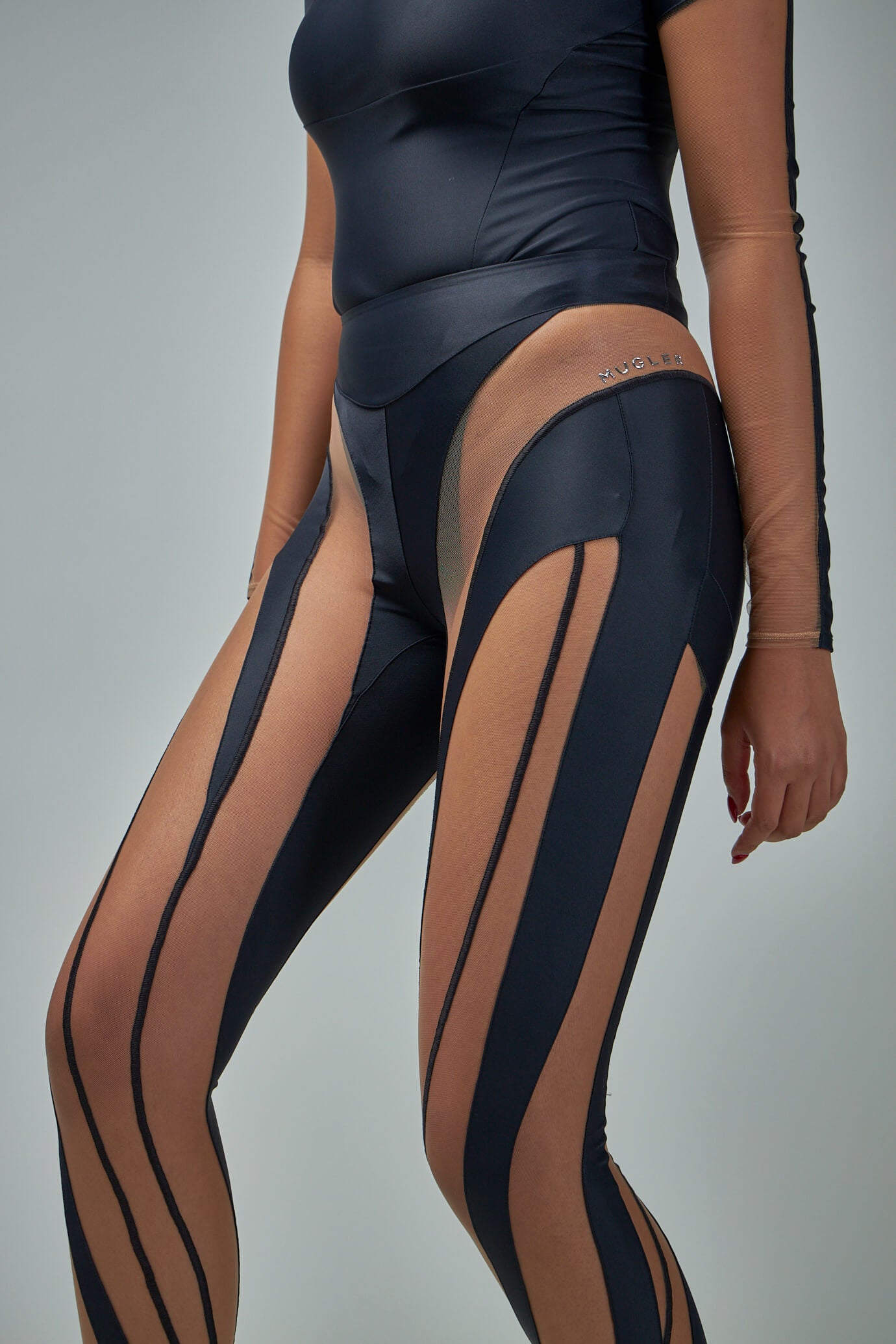 Buy Leggings Mugler glossy sheer spiral legging (22S1PA0348842