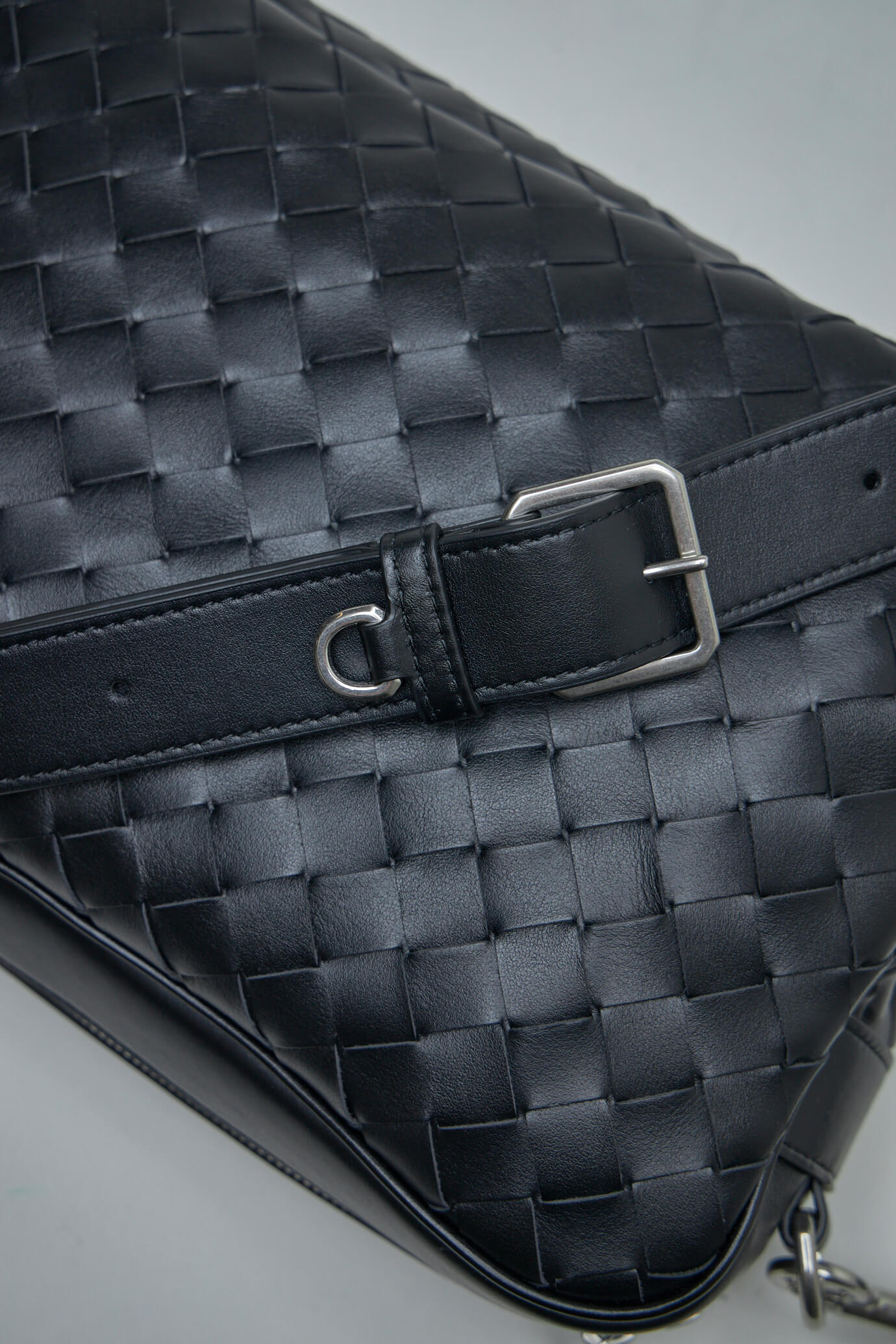Bottega Veneta Black Intrecciato Leather Camera Shoulder Bag