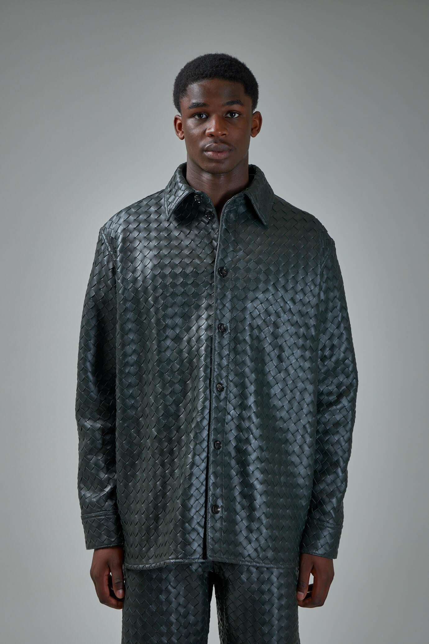 Shirt Leather Intrecciato