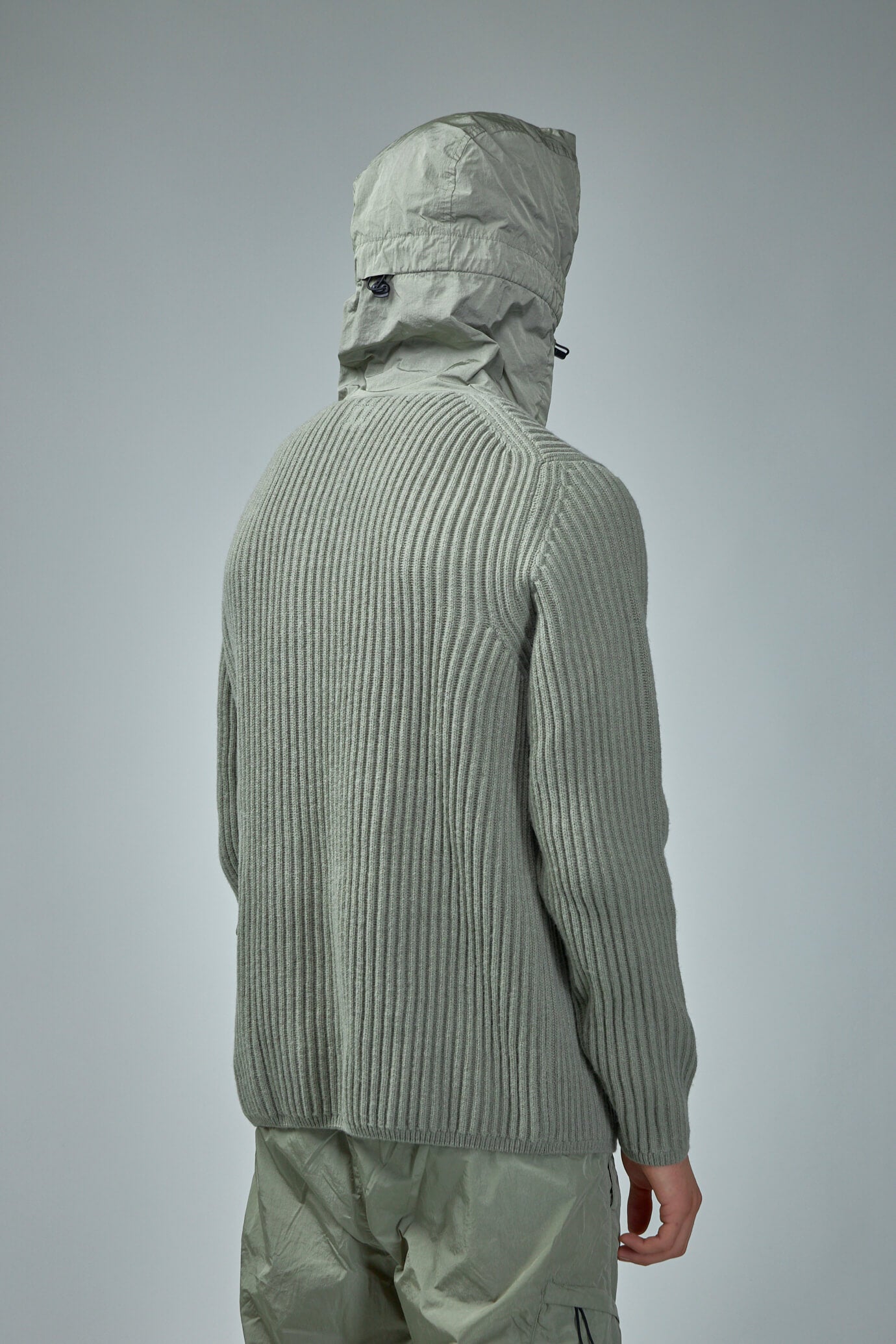 c.p.company outerwear man lambswool mixed utility zipped knit