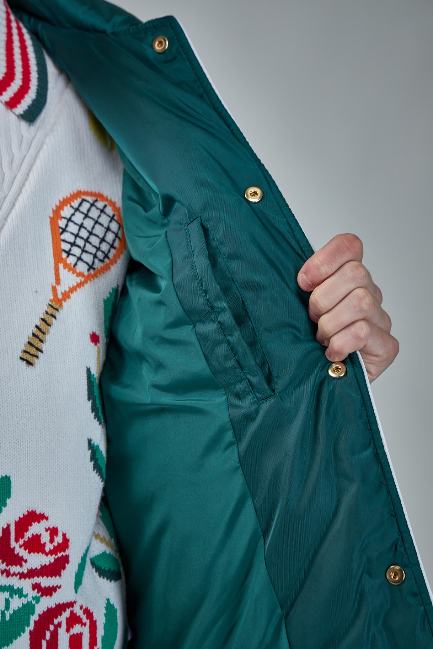 Casablanca logo-patch padded coach jacket - Green