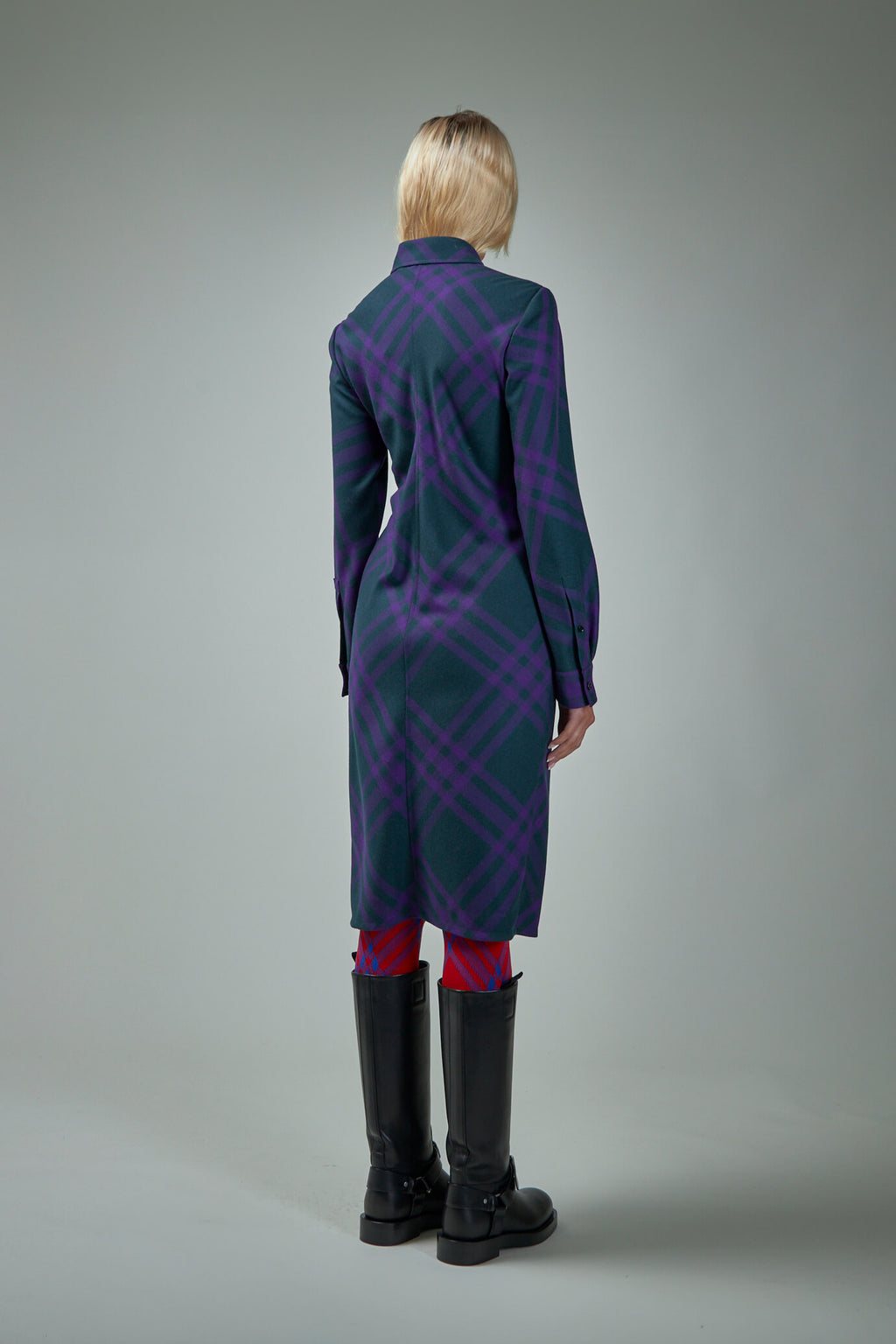 Hemdblusenkleid aus Wolle mit Karomuster