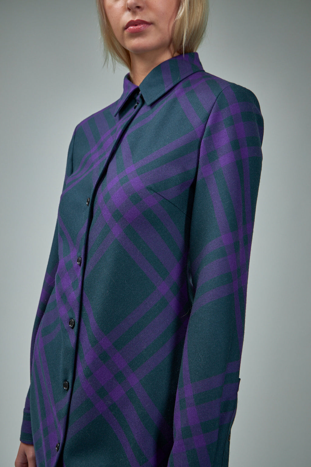 Hemdblusenkleid aus Wolle mit Karomuster