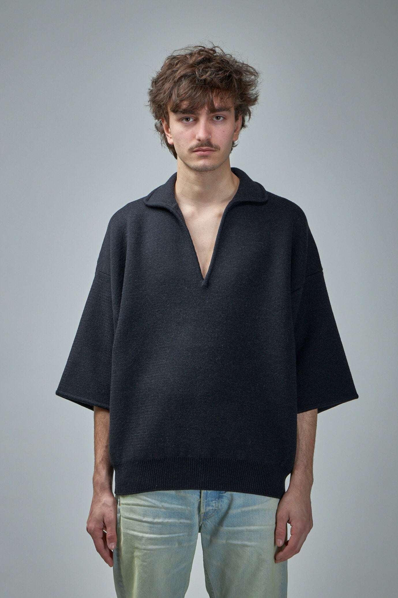 3/4 Sleeve Polo Sweater