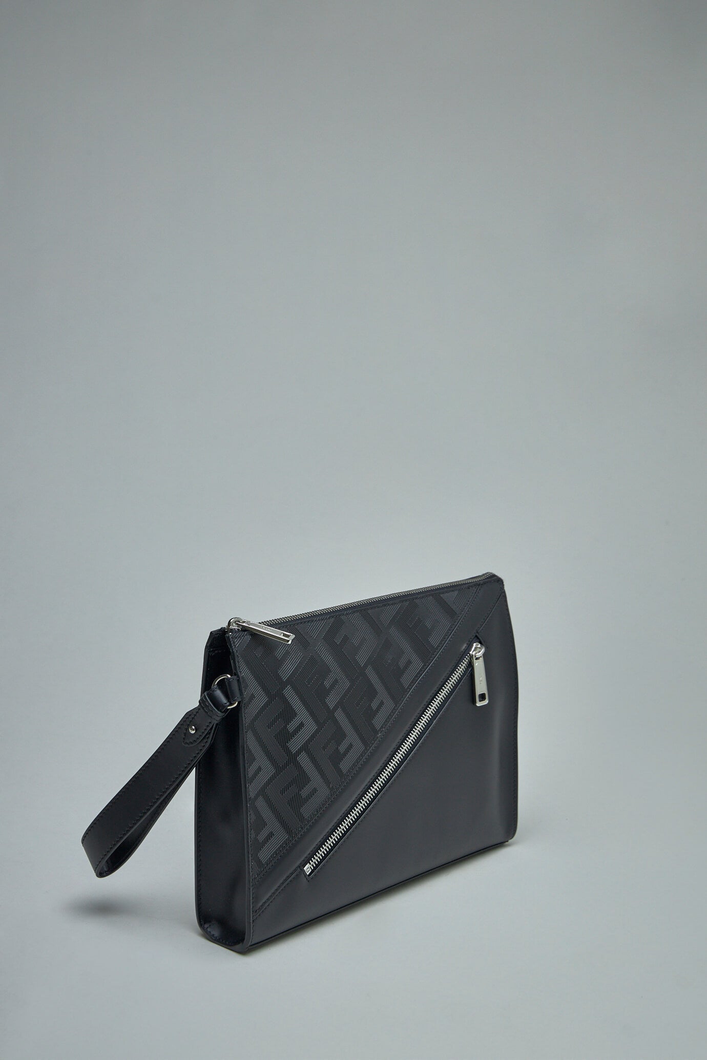 Fendi clutch bag in fabric and leather
