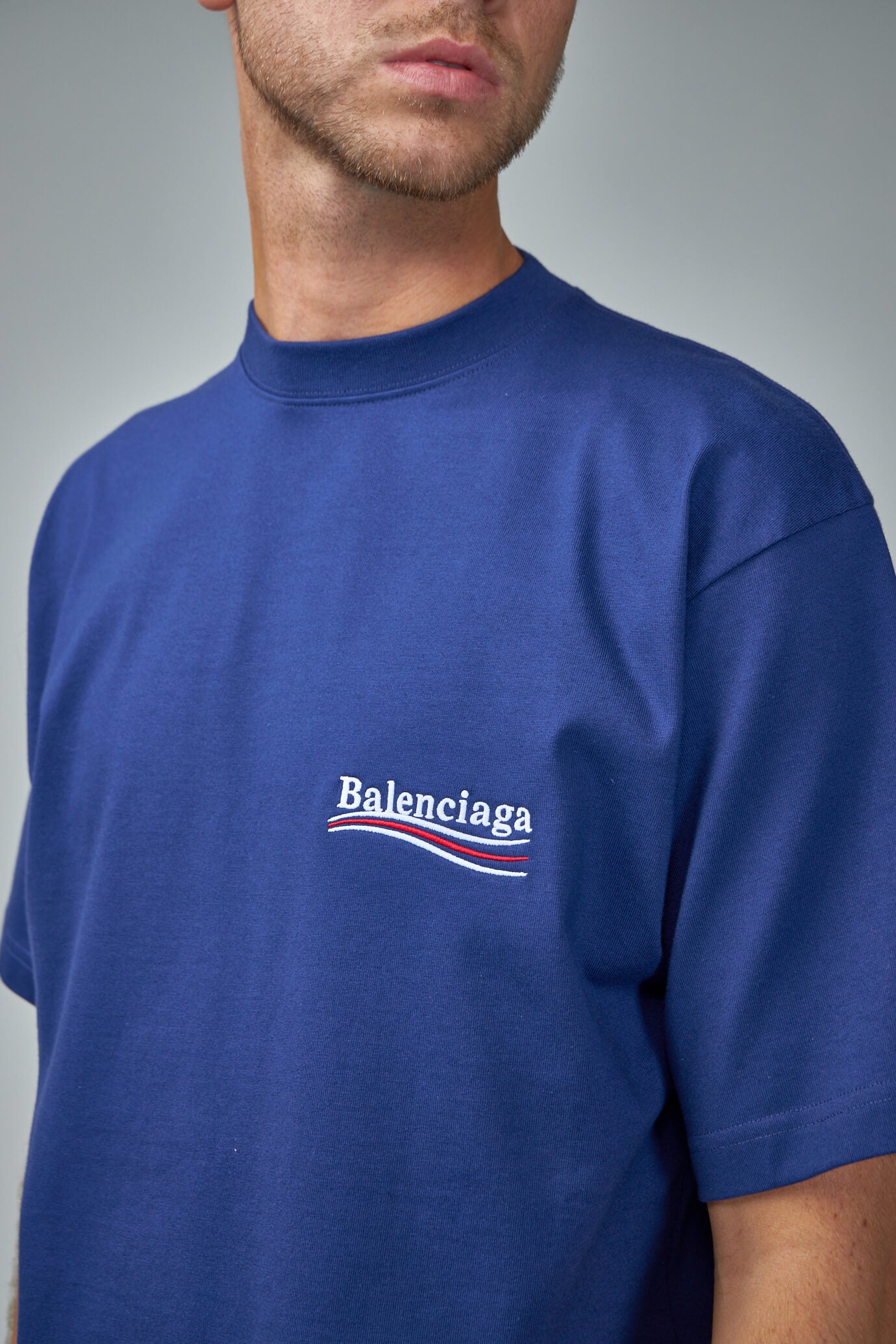 BALENCIAGA - Political Blue SmallFit Tee