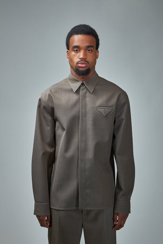 Wool Twill Shirt With Triangle Pocket