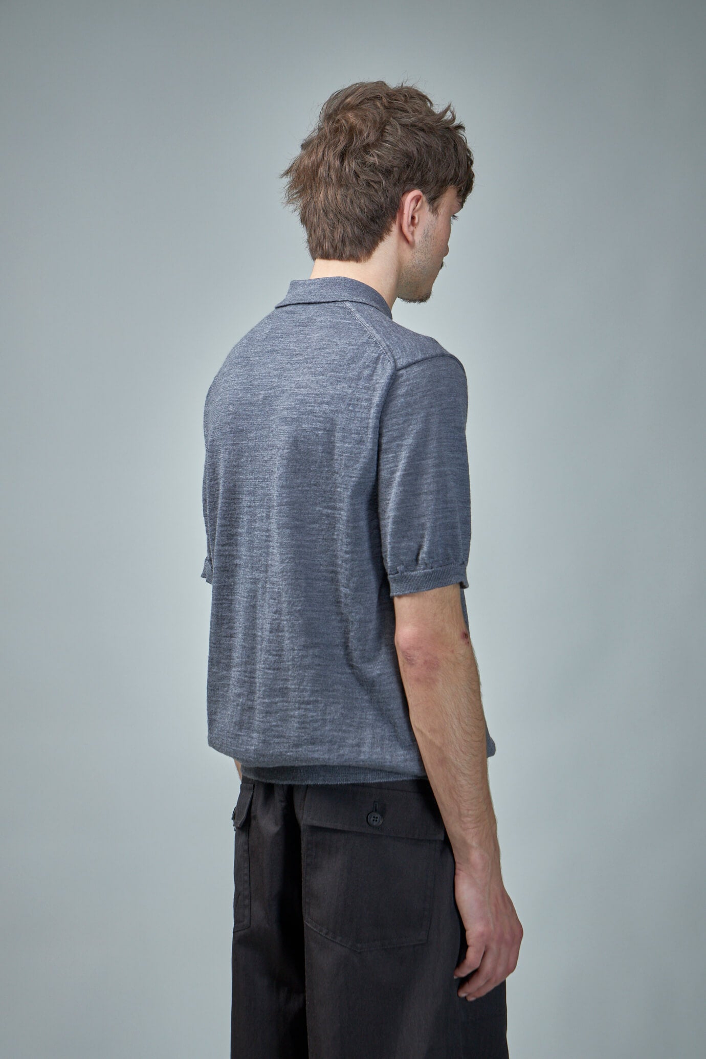 Polo -Neck Short Sleeve Knit grey