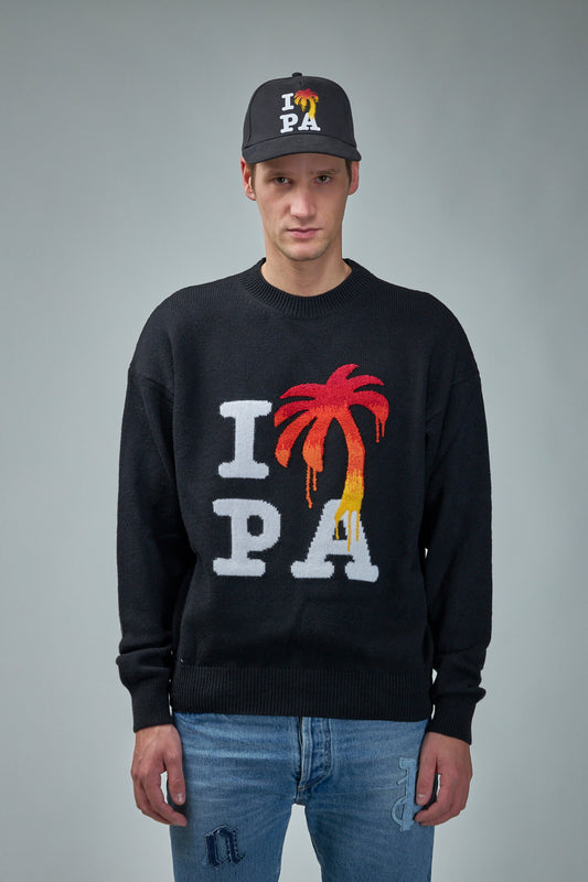 Palm Angels Navy Monogram Sweater in Blue for Men