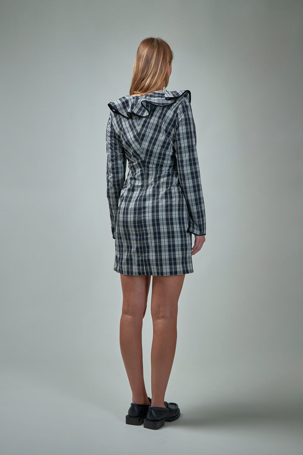 Check cotton Mini Dress black 099