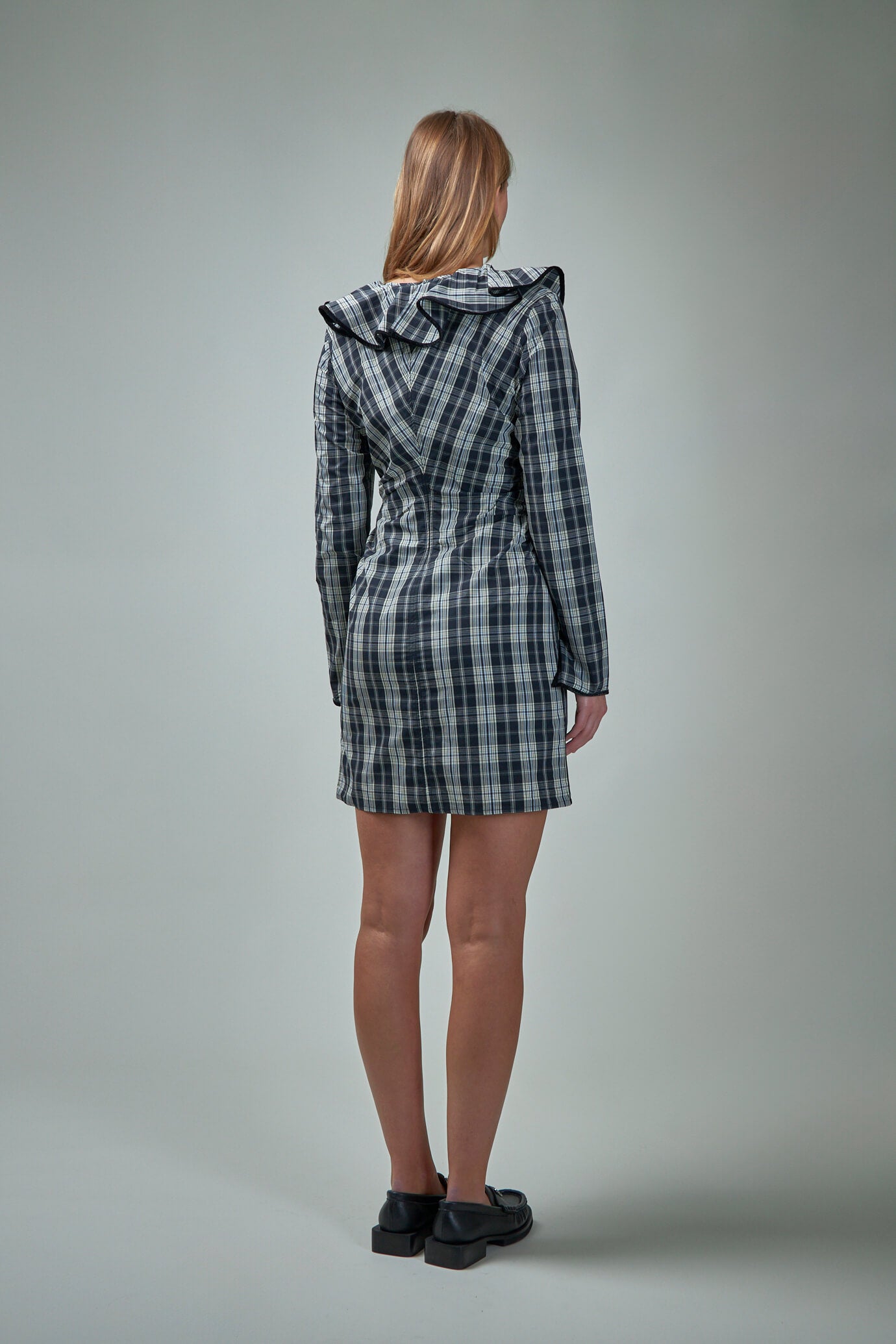 Check cotton Mini Dress black 099