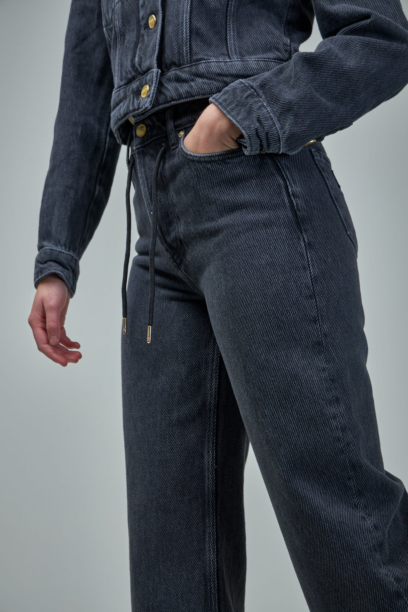 GANNI Heavy Denim Wide Drawstring Jeans