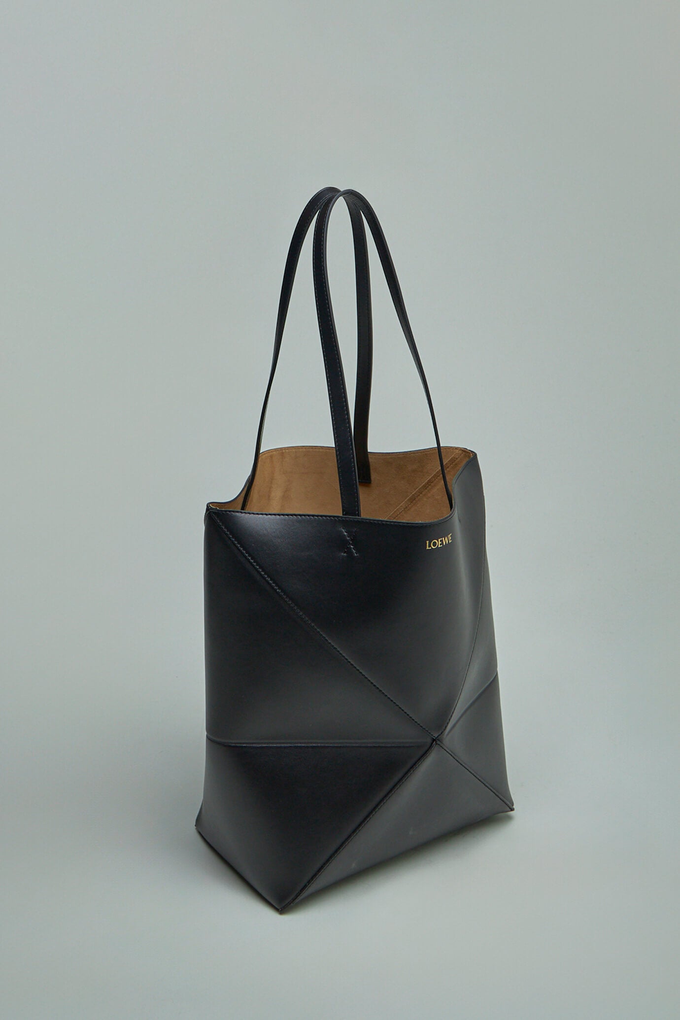 Puzzle fold tote medium bag black