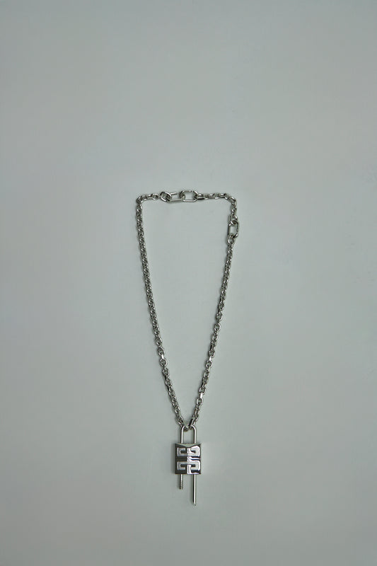 Small Lock Necklace in Metal
