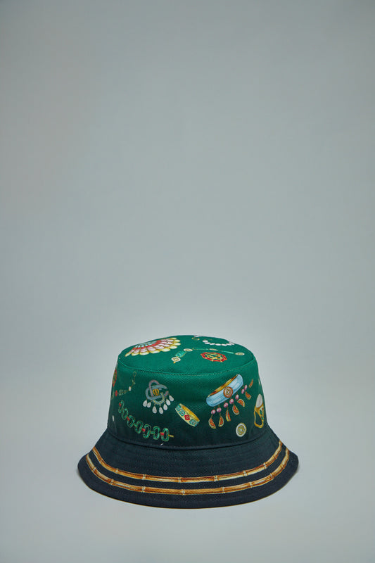 Printed Denim Bucket Hat - La Boite a Bijoux