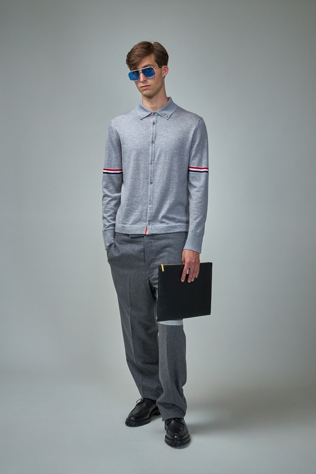 Jersey Stitch Button Down Long Sleeve Shirt