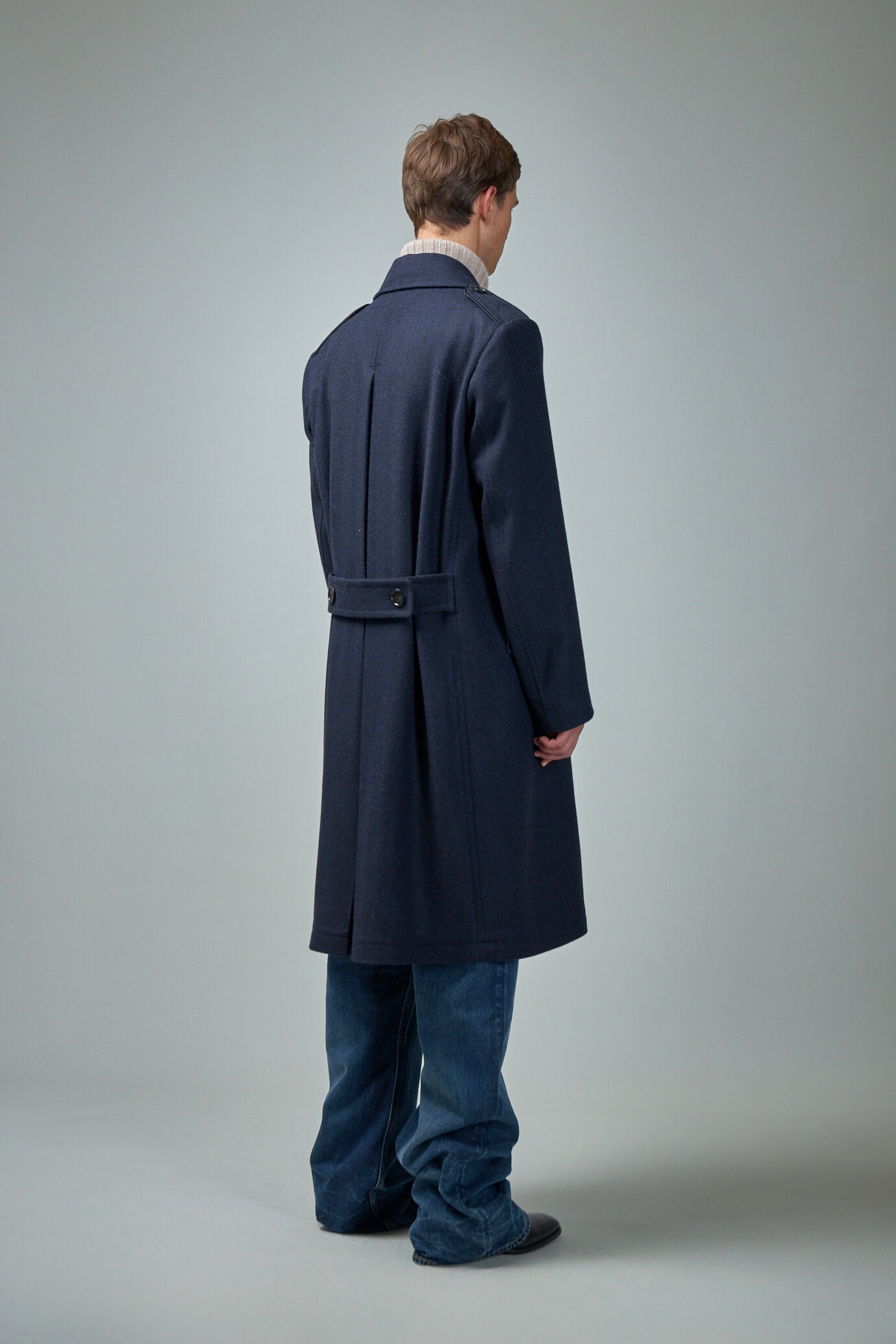 Wide Herringbone DB Officer Coat