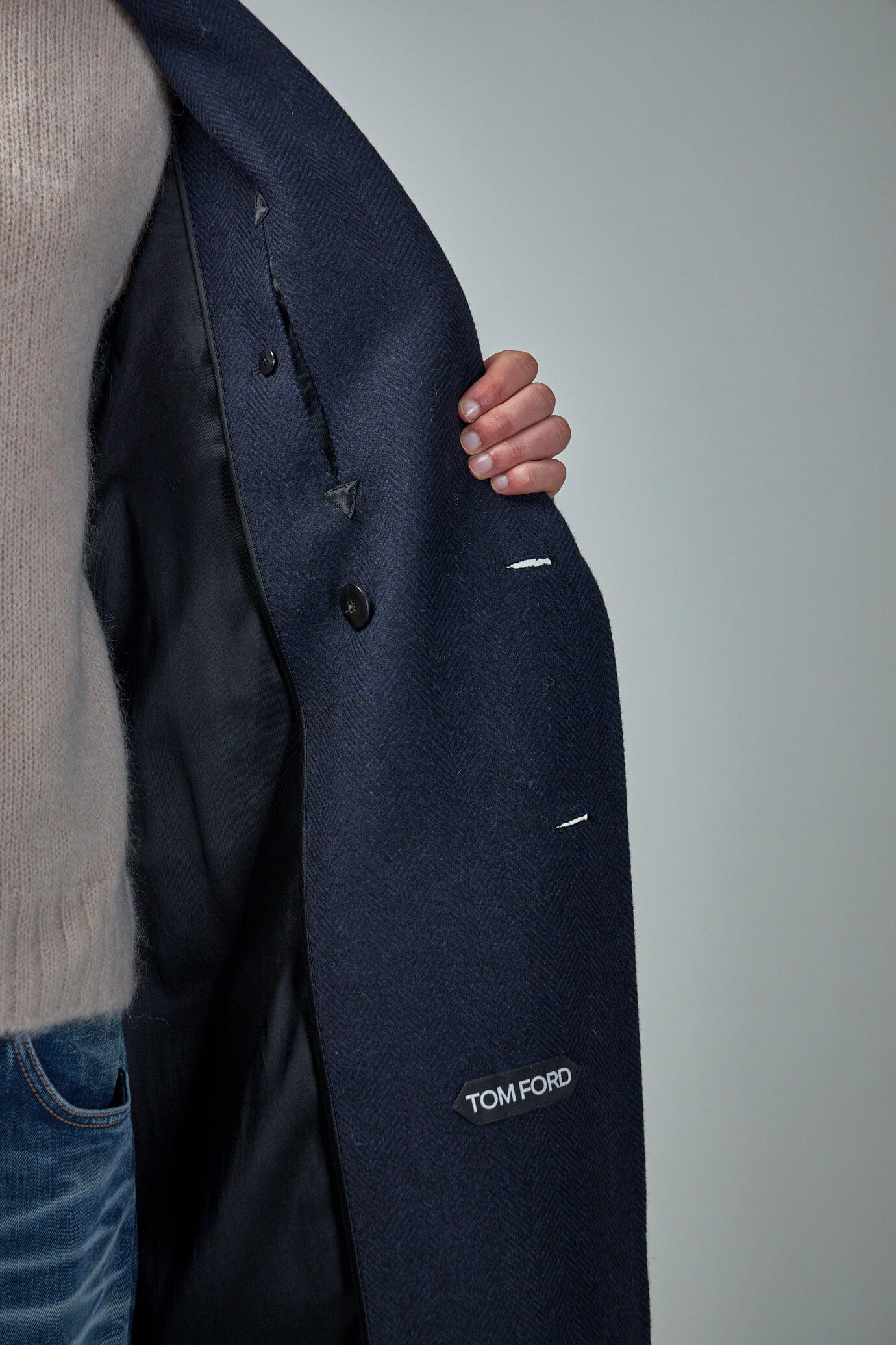 Wide Herringbone DB Officer Coat