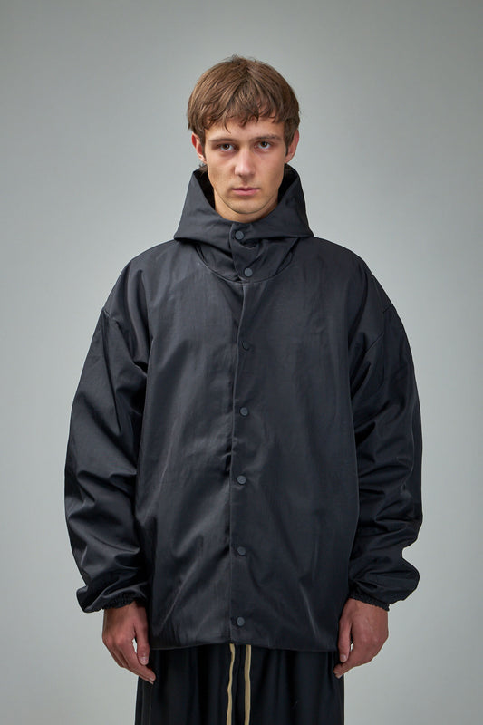 Textured Nylon Hooded Coaches Jacket