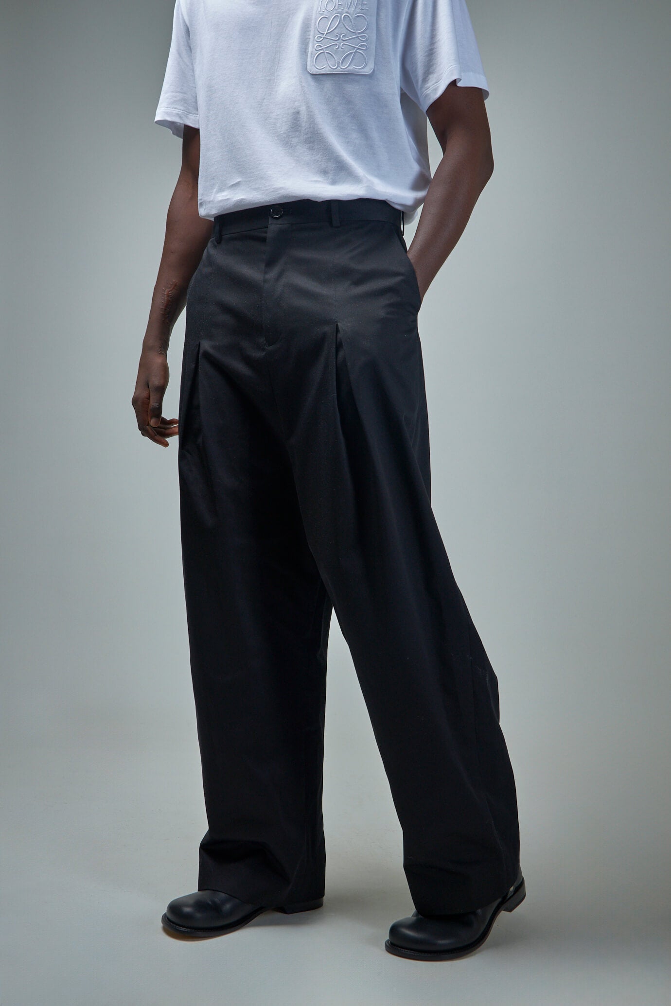 Low Crotch Trousers in Cotton