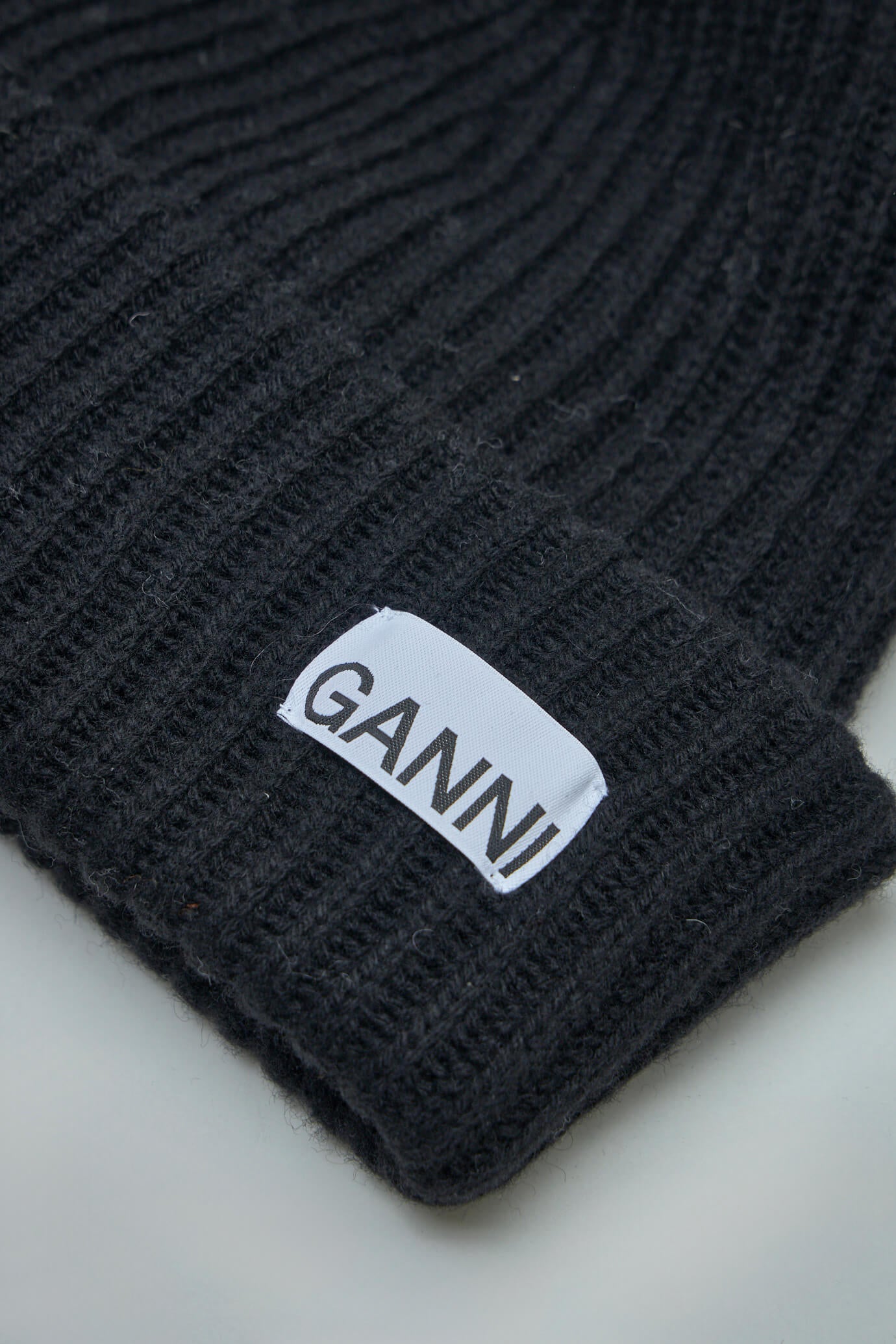 Oversized Wool Rib Knit Beanie