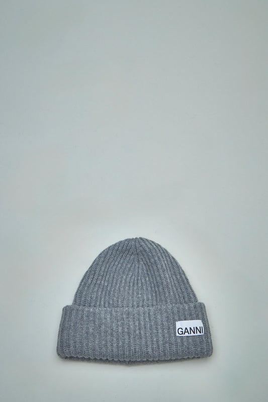 Oversized Wool Rib Knit Beanie