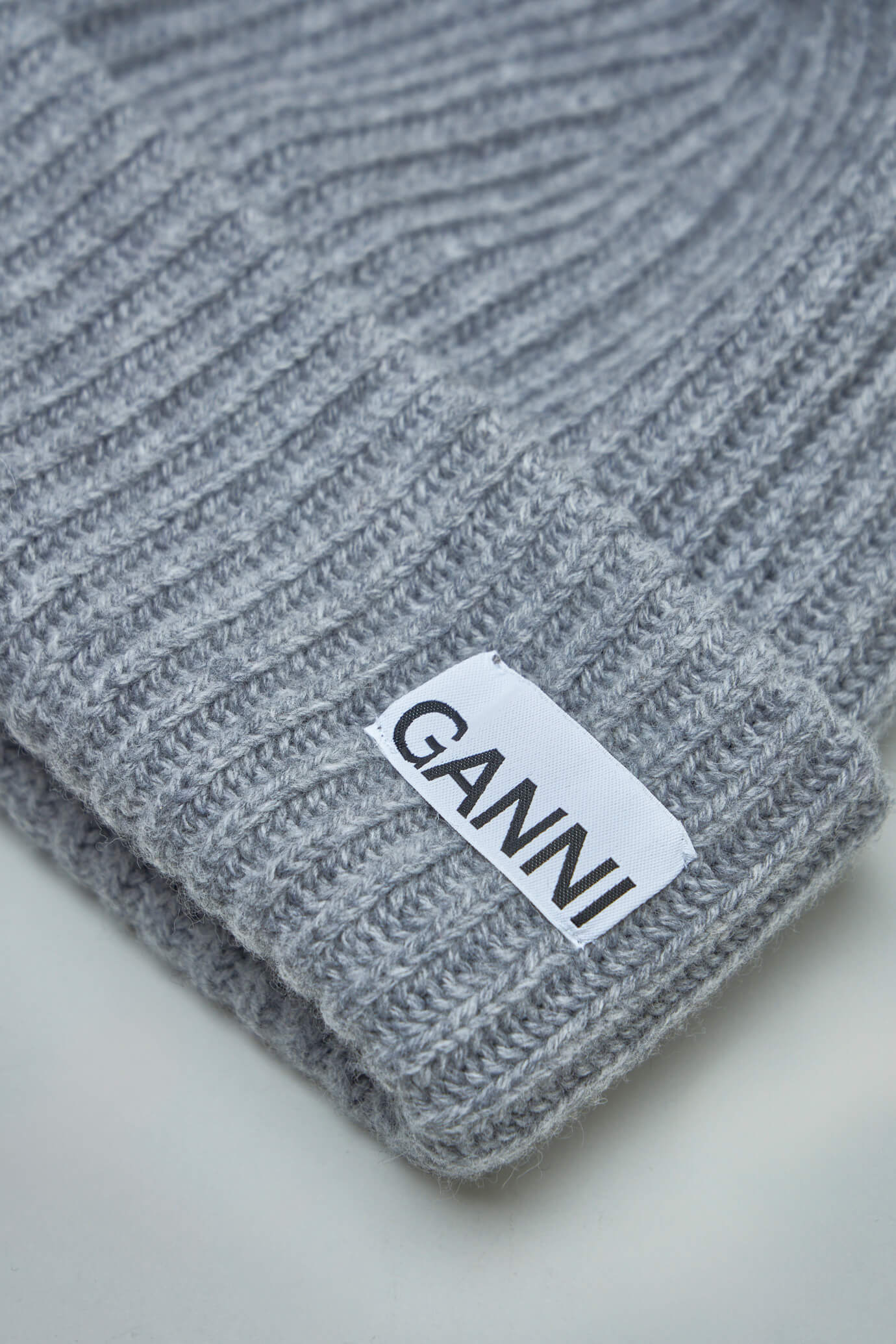 Oversized Wool Rib Knit Beanie