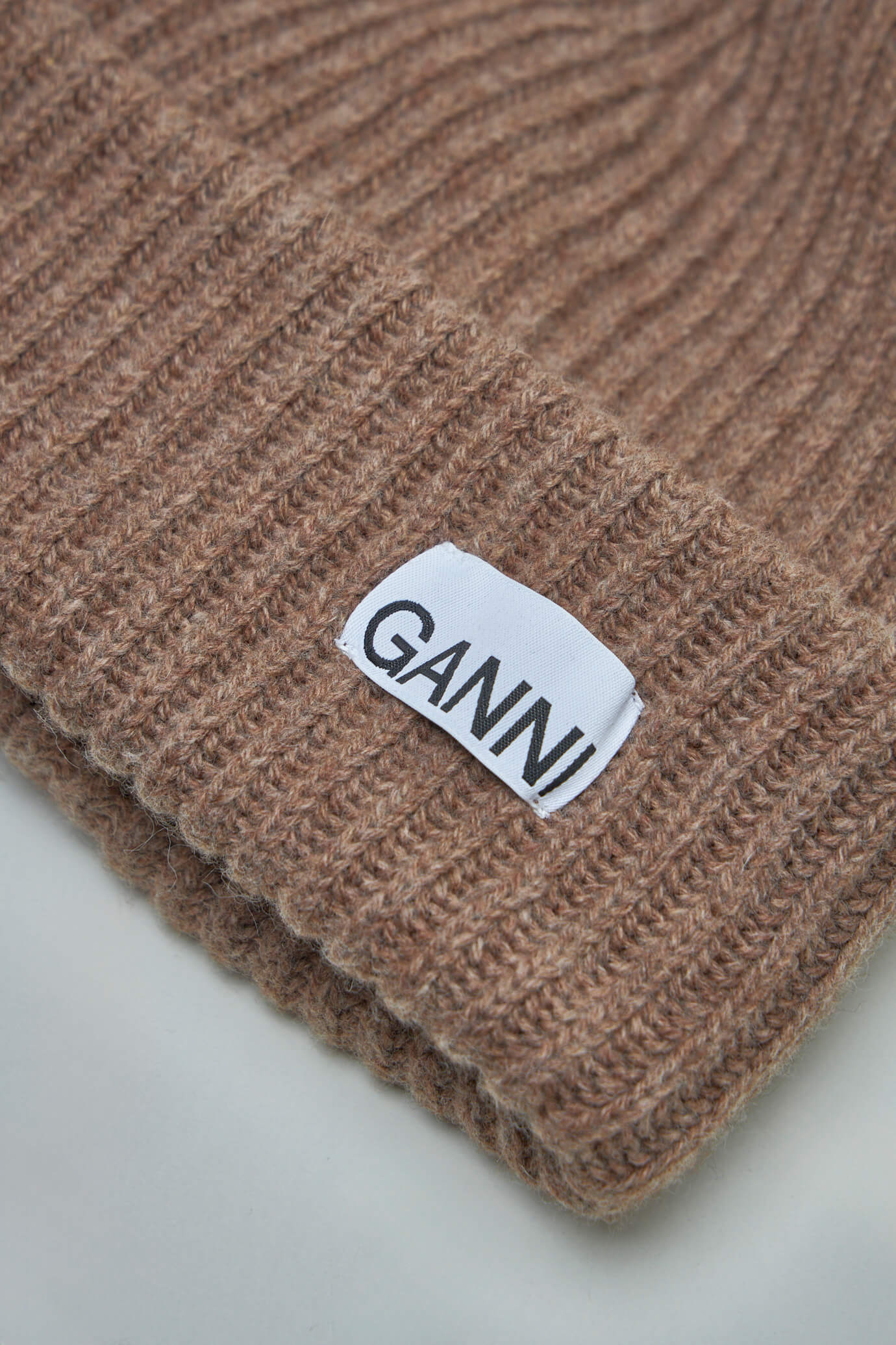 Oversized Wool Rib Knit Beanie