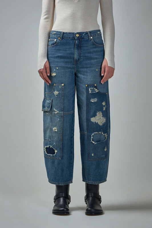 Heavy Washed Denim Carpenter Jeans