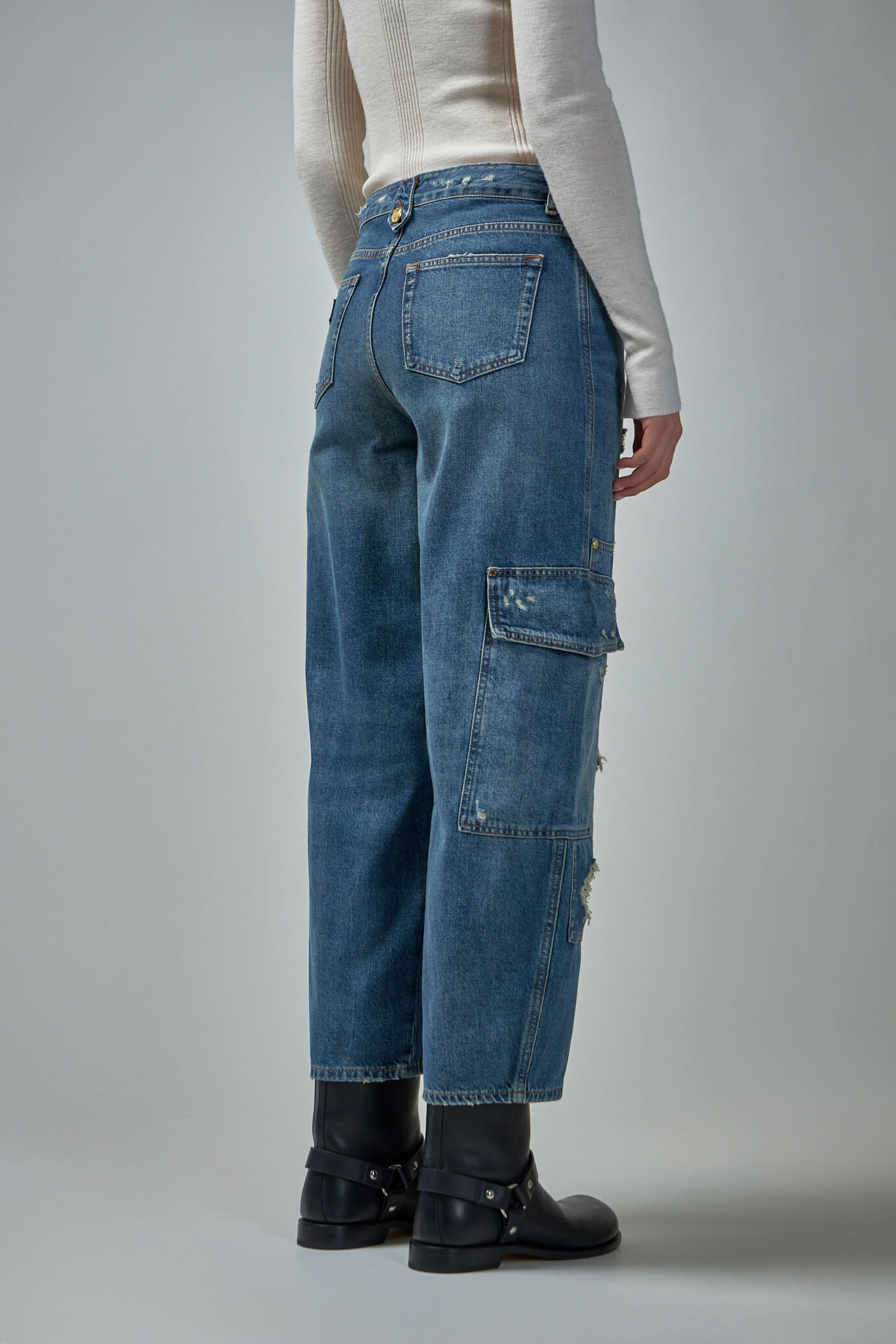 Heavy Washed Denim Carpenter Jeans