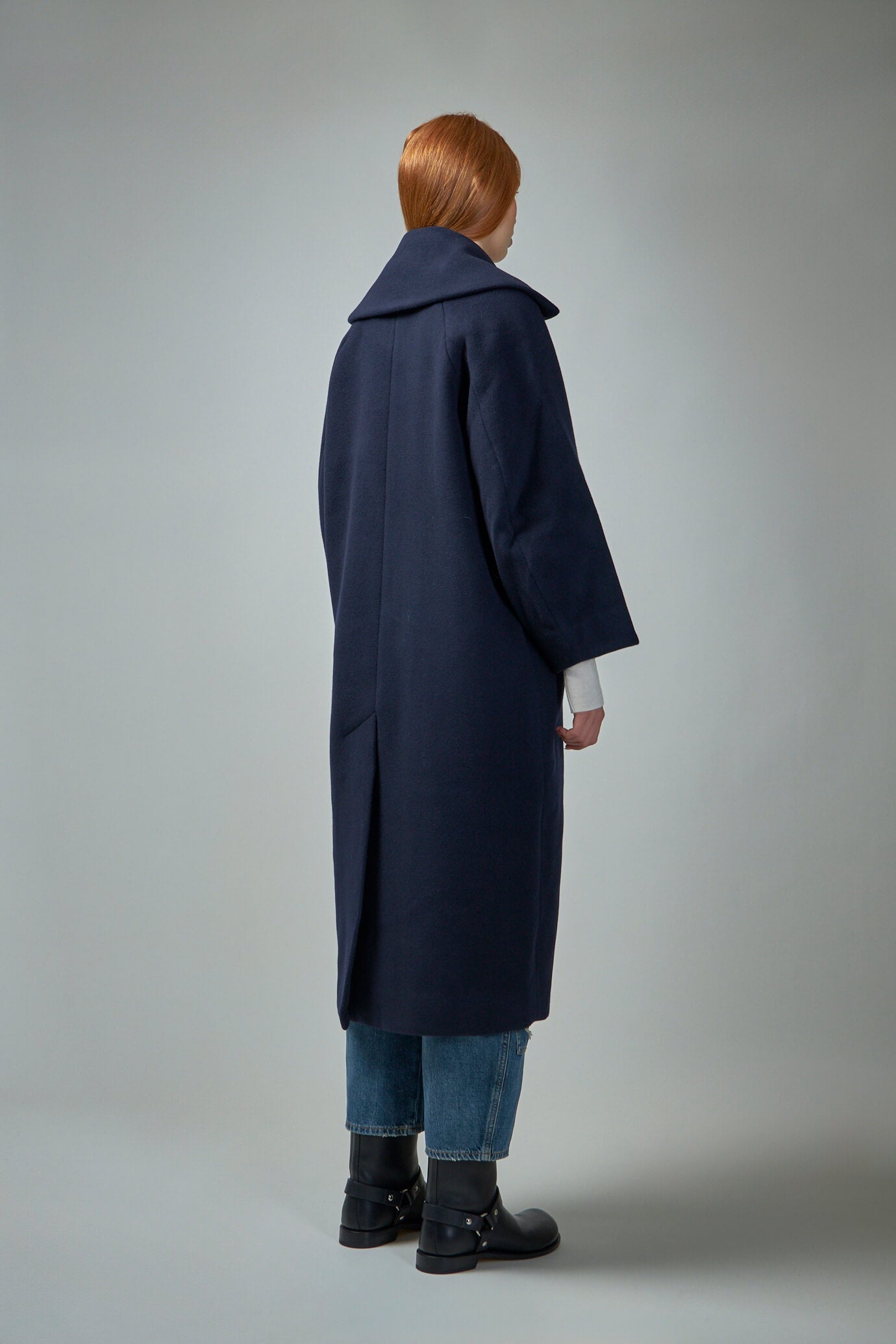 Boiled Wool Large Collar Coat