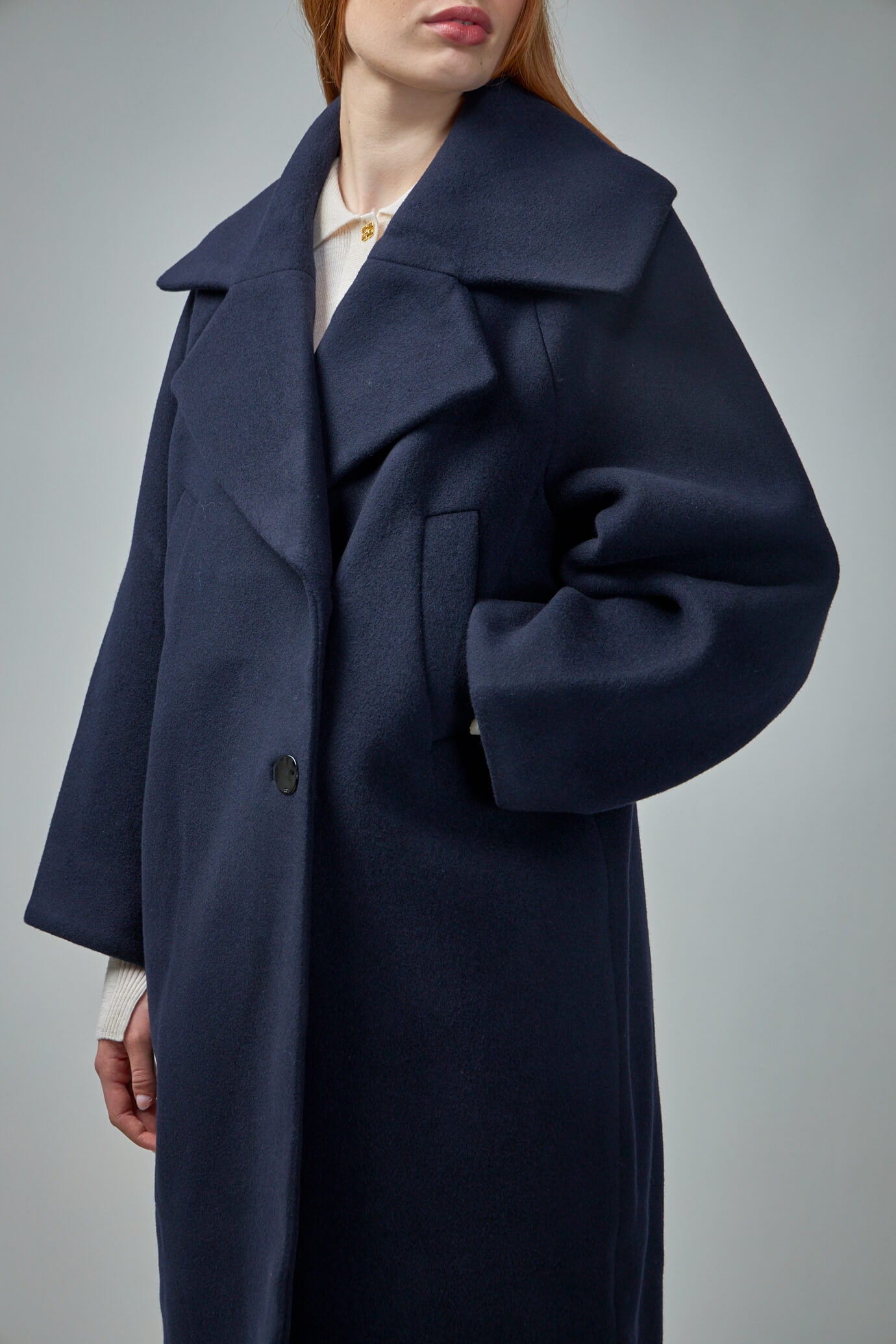 Boiled Wool Large Collar Coat