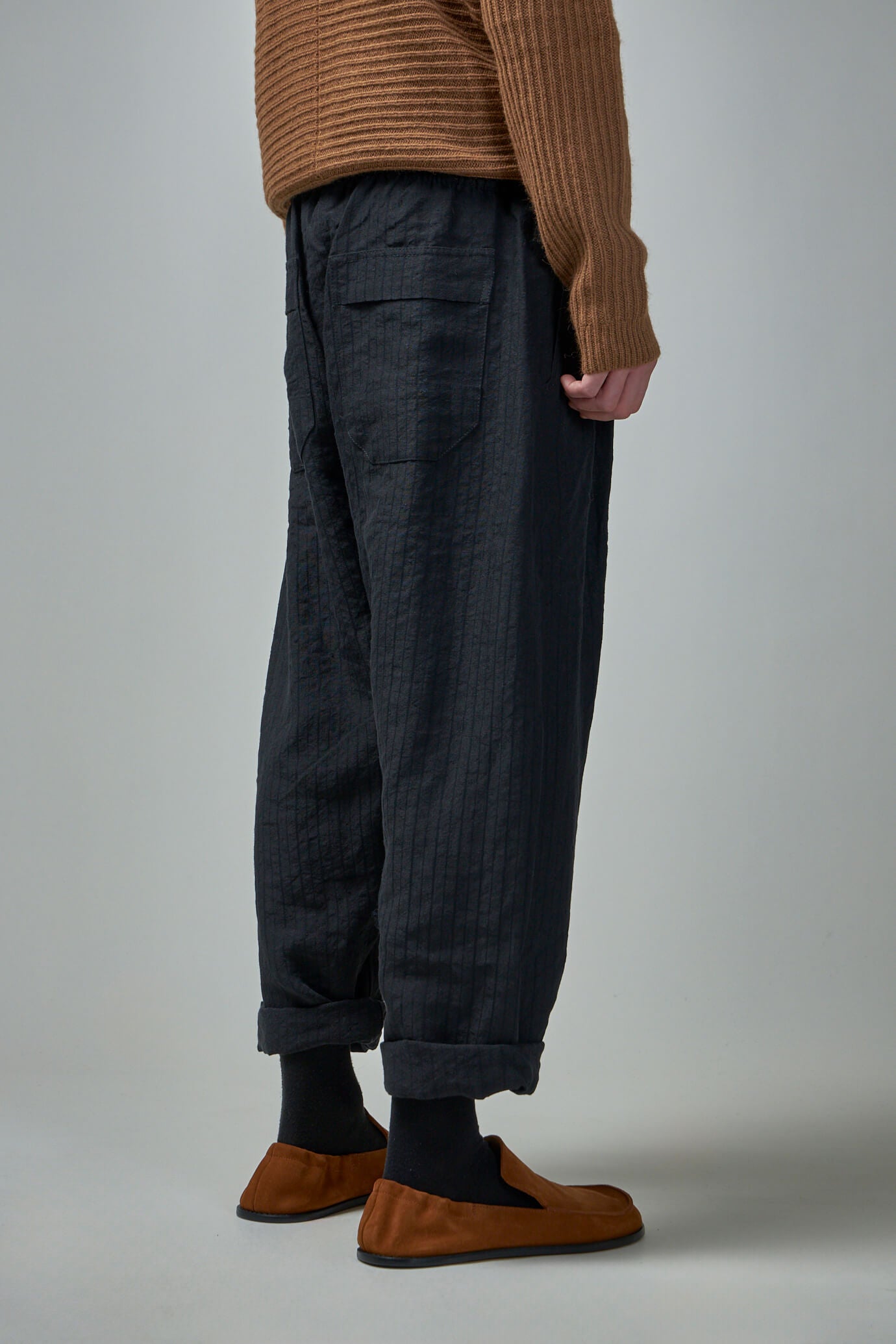 Trousers#81 1-Tuck Elasticated Track Pants Co LI Relief Striped