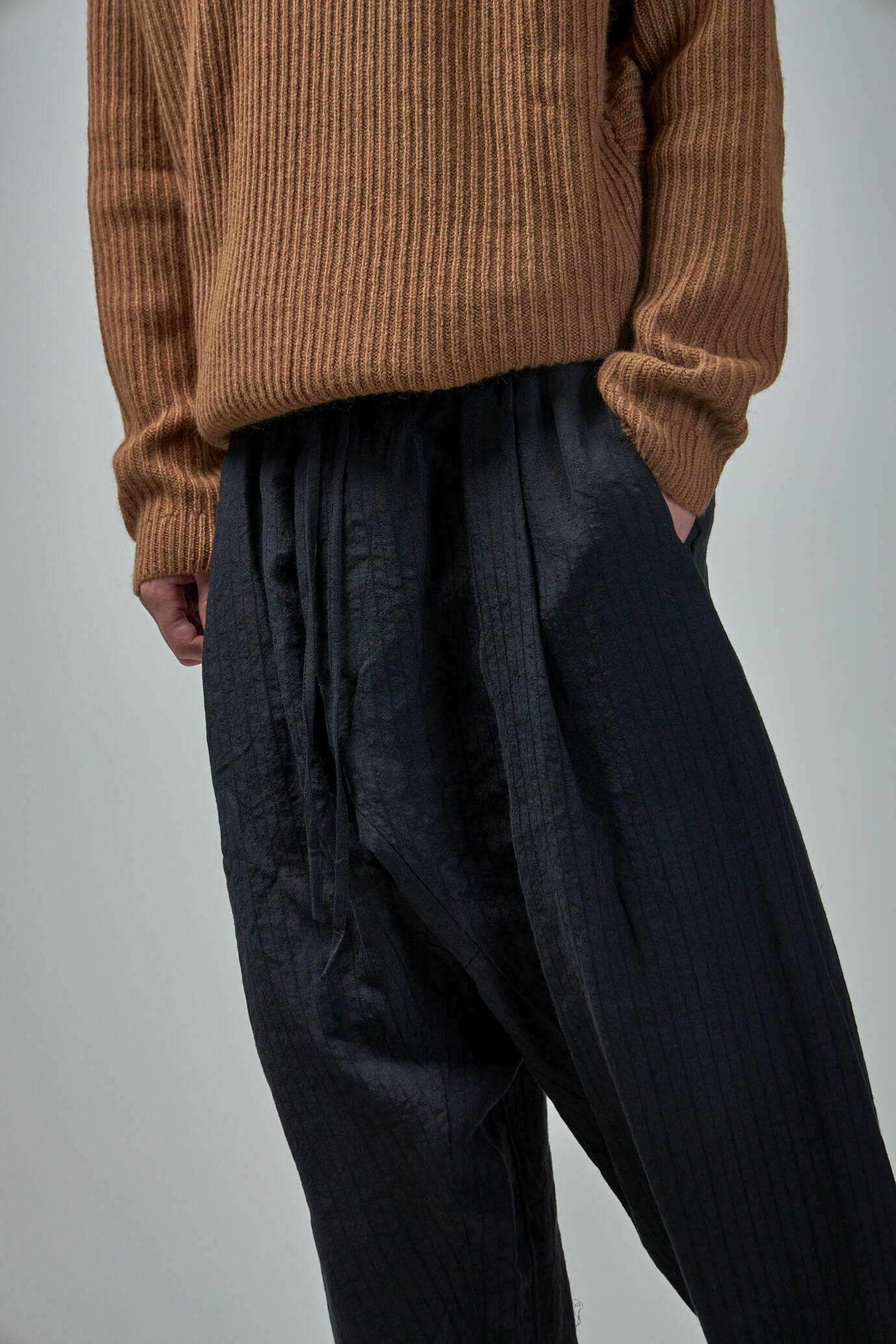 Trousers#81 1-Tuck Elasticated Track Pants Co LI Relief Striped