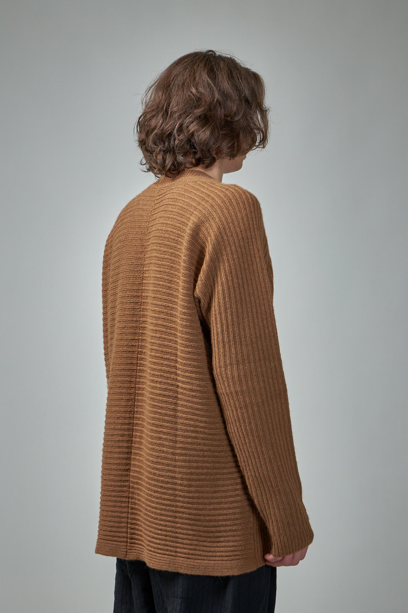 Knit#42 Loose Fit Crew Neck Knitted Sweater Camel Wool