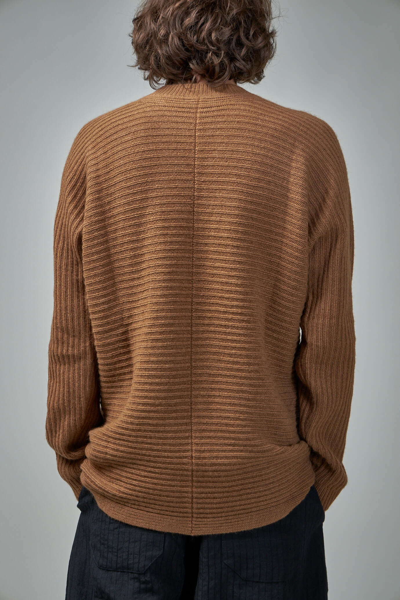 Knit#42 Loose Fit Crew Neck Knitted Sweater Camel Wool