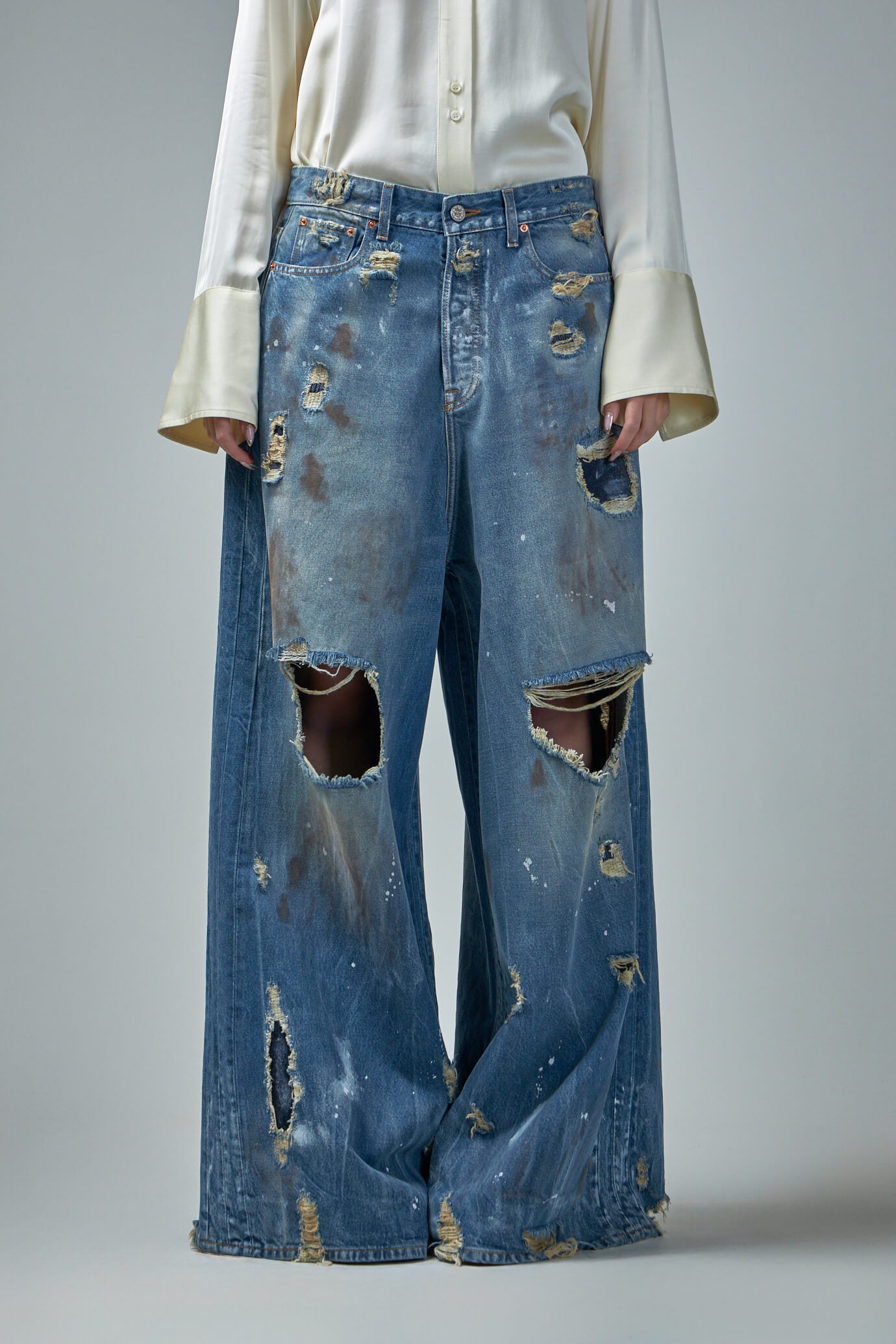 Trashed Big Shape Jeans Distressed