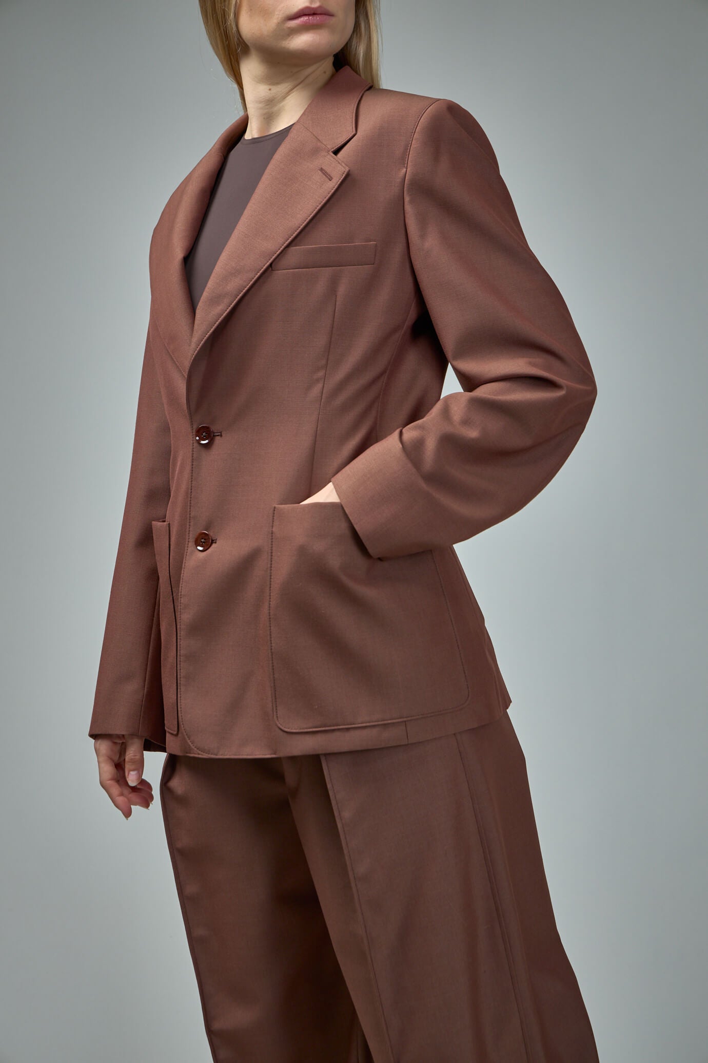 Single-Breasted Fitted Tailored Jacket