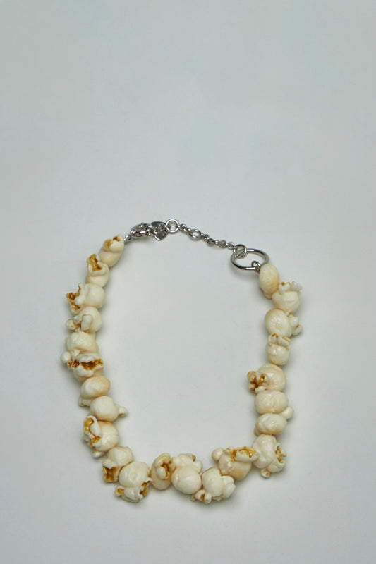 Popcorn Silver-tone Resin Necklace