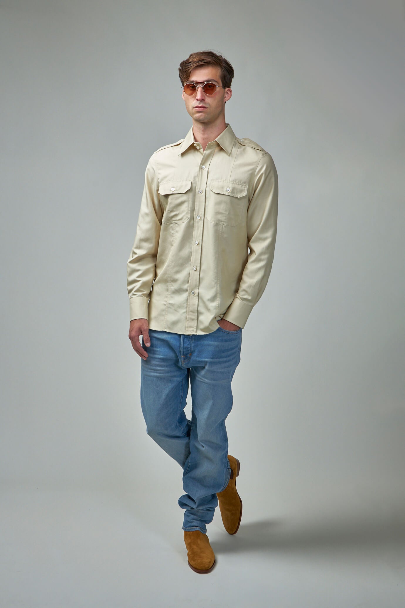 Cotton Silk Air Finishing Military Leisure Shirt