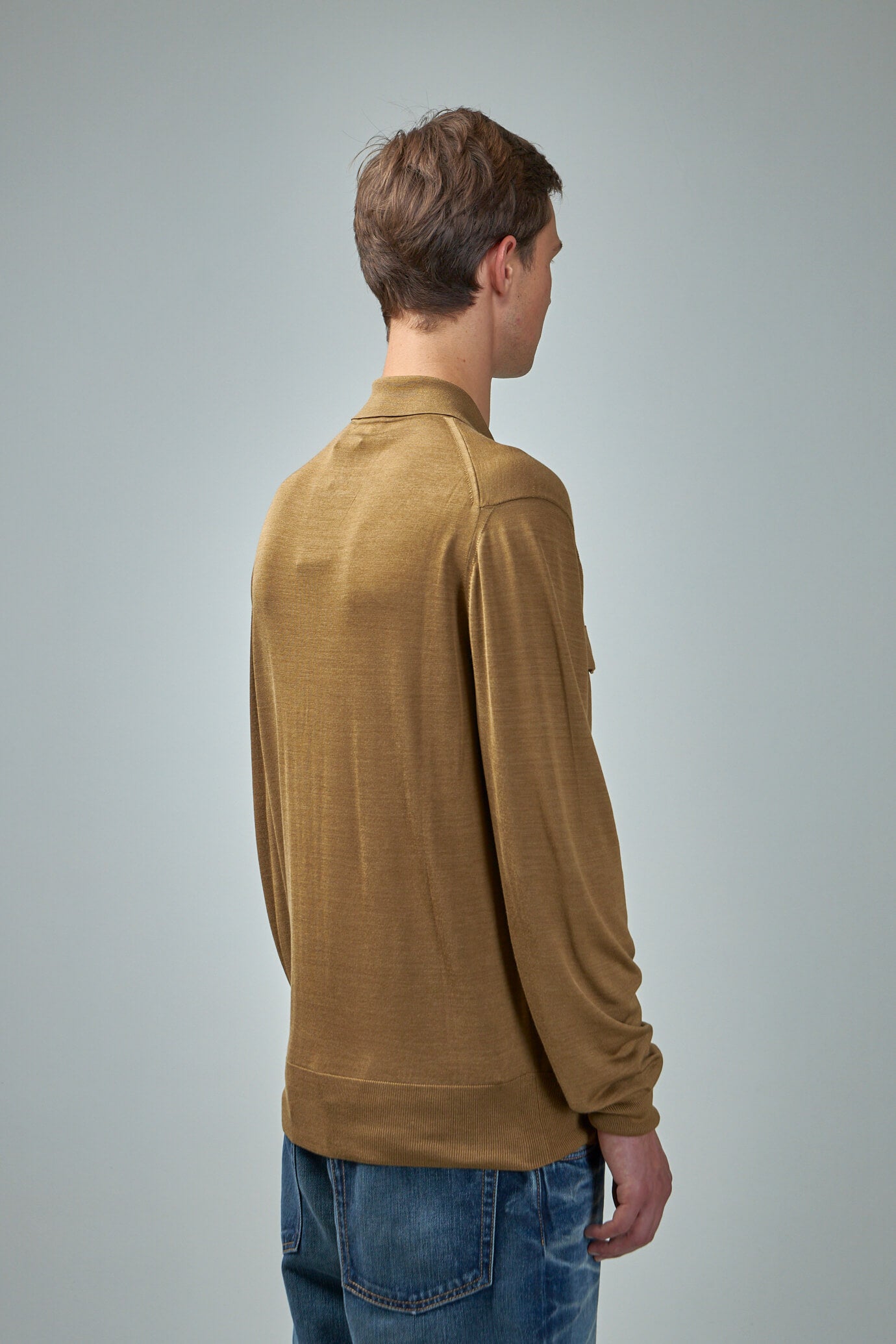 Silk Blend LS Military Polo